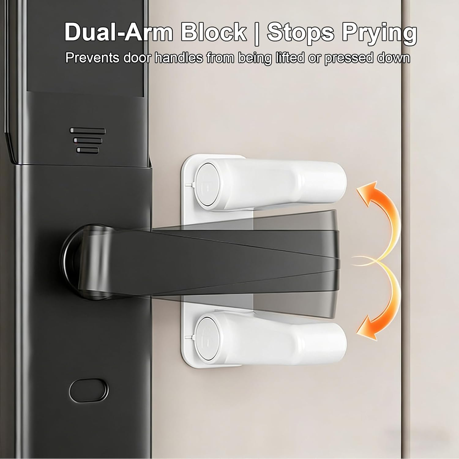 Door Lever Lock 2 Pack, Adhesives Safety Door Locks for Kids, Prevents Toddlers Pets from Opening Doors image number 6