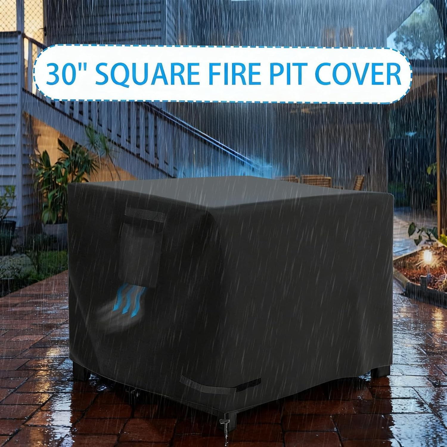 Outdoor Fire Pit Cover,30 Inch Waterproof Protector | Fire Pit Shield - for Patio Porch Indoor Outdoor Home Courtyard All Seasons image number 1