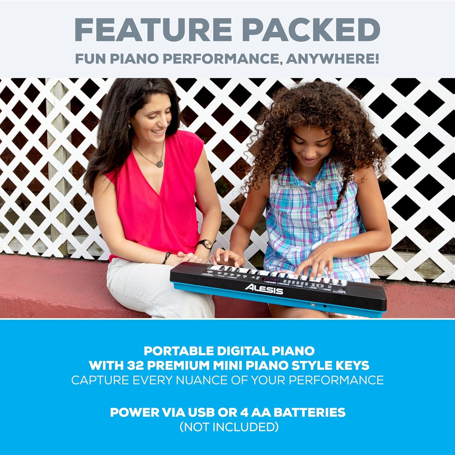 Alesis Melody 32 &ndash; Portable 32 Key Mini Digital Piano Keyboard with Built-In Speakers, 300 Built-In Sounds, 40 Demo Songs, USB-MIDI Connectivity Black image number 1