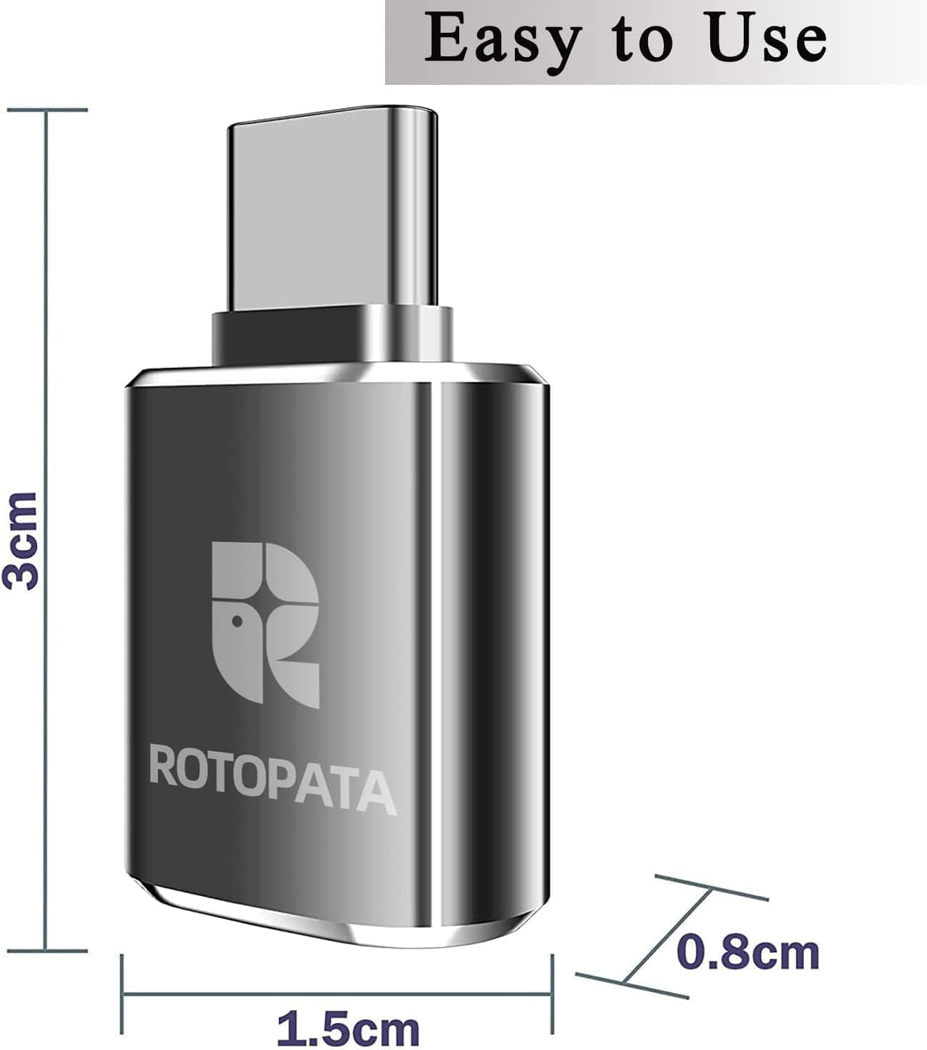 ROTOPATA 2 Pack USB C to USB Adapter, USB a to USB C 3.0 Female OTG Adapter for Macbook Pro2019, Macbook Air 2020, Ipad Pro 2020 & Other Type C Devices image number 1