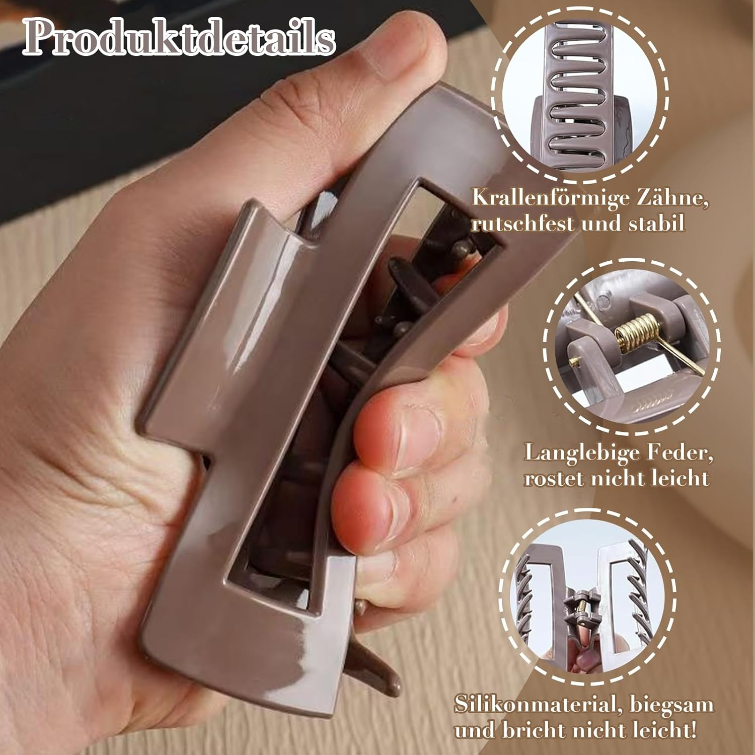 VEGCOO Pack of 8 Cloud Clips, Women'S Large Hair Clips, 11 Cm, Soft and Flexible, Large Non-Slip Hair Clip, Claw Clip Hair Clips Set for Thin and Thick Hair image number 4