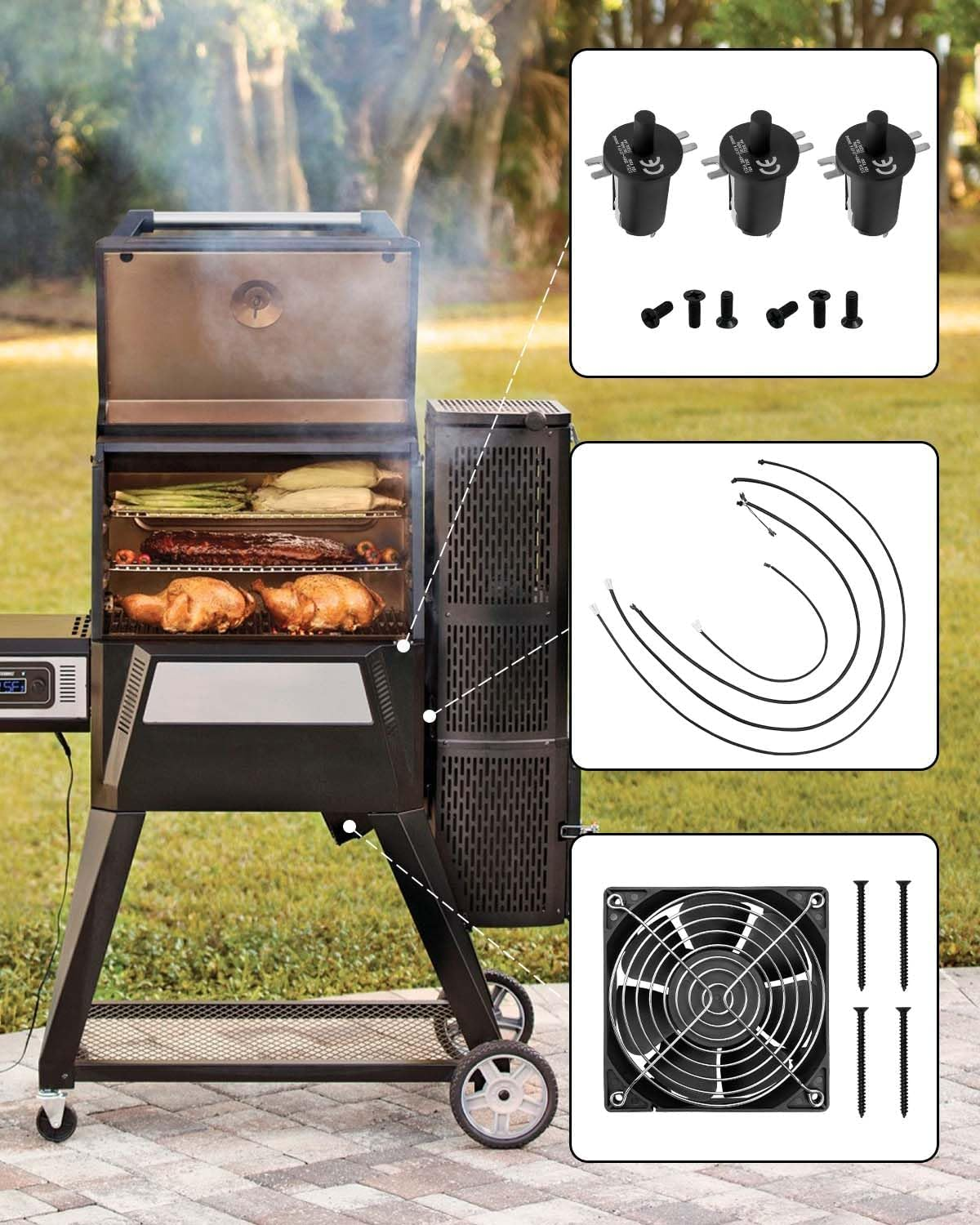 Fan and Lid/Door Switch Fit for Masterbuilt Gravity Series 560 800 1050 Digital Charcoal Grill and Smoker Combo Replace 9904190041, 9904190045 image number 4