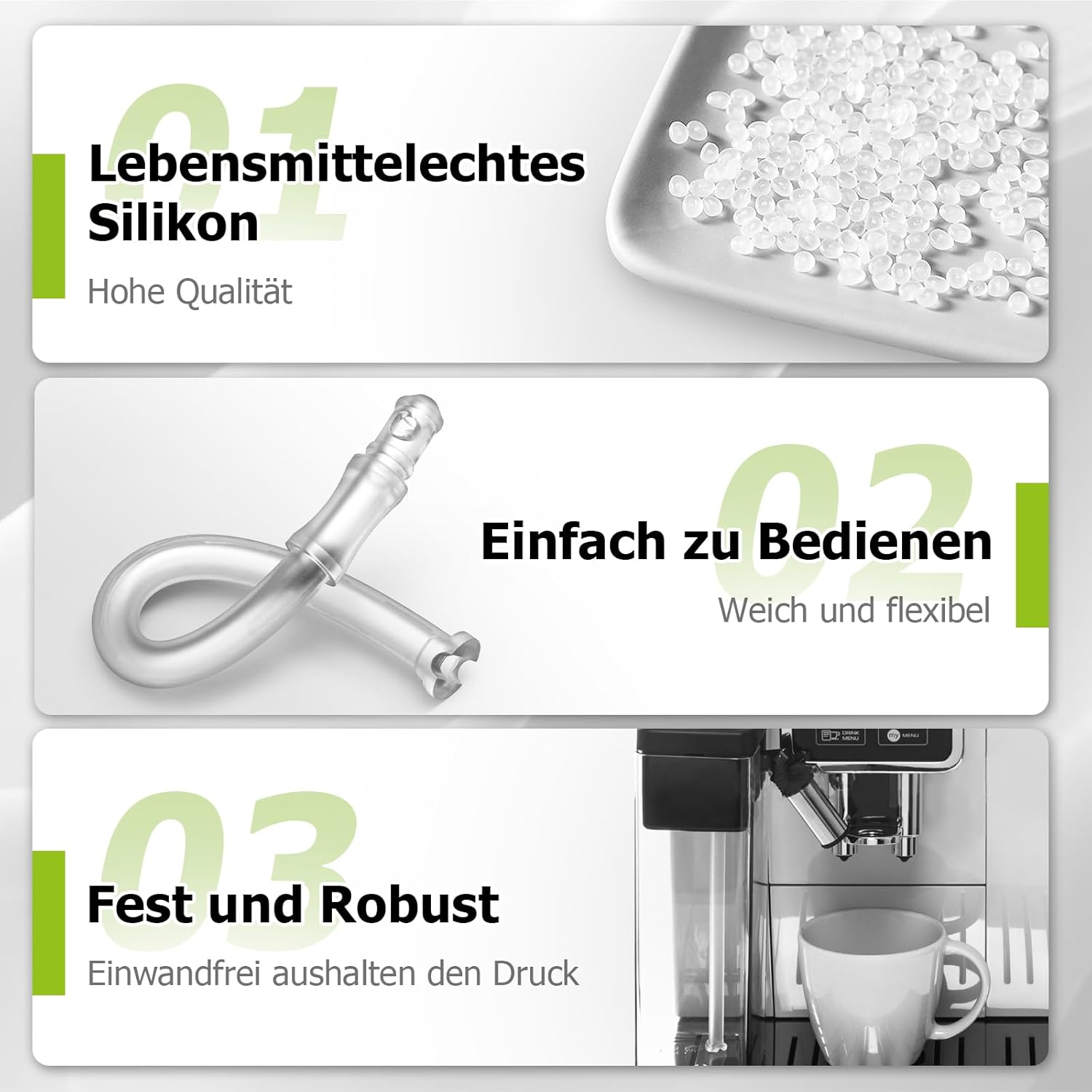 3Pcs Milk Intake Tube for Delonghi ECAM ETAM Esam, Ancable 15.7 Cm Milk Hoses Replacement for Delonghi Fully Automatic Coffee Machines with Lattecrema System 5313232961 image number 6