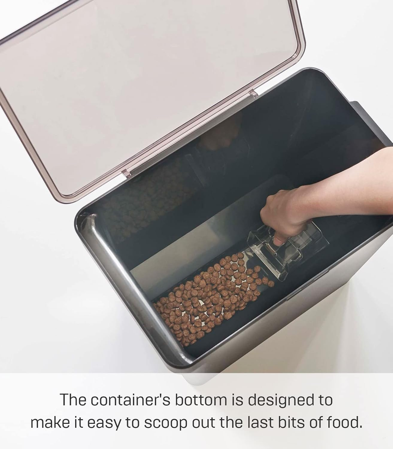 Yamazaki Home Airtight Food Storage Container (15 Lbs Plastic | Large | Pets, Black image number 3