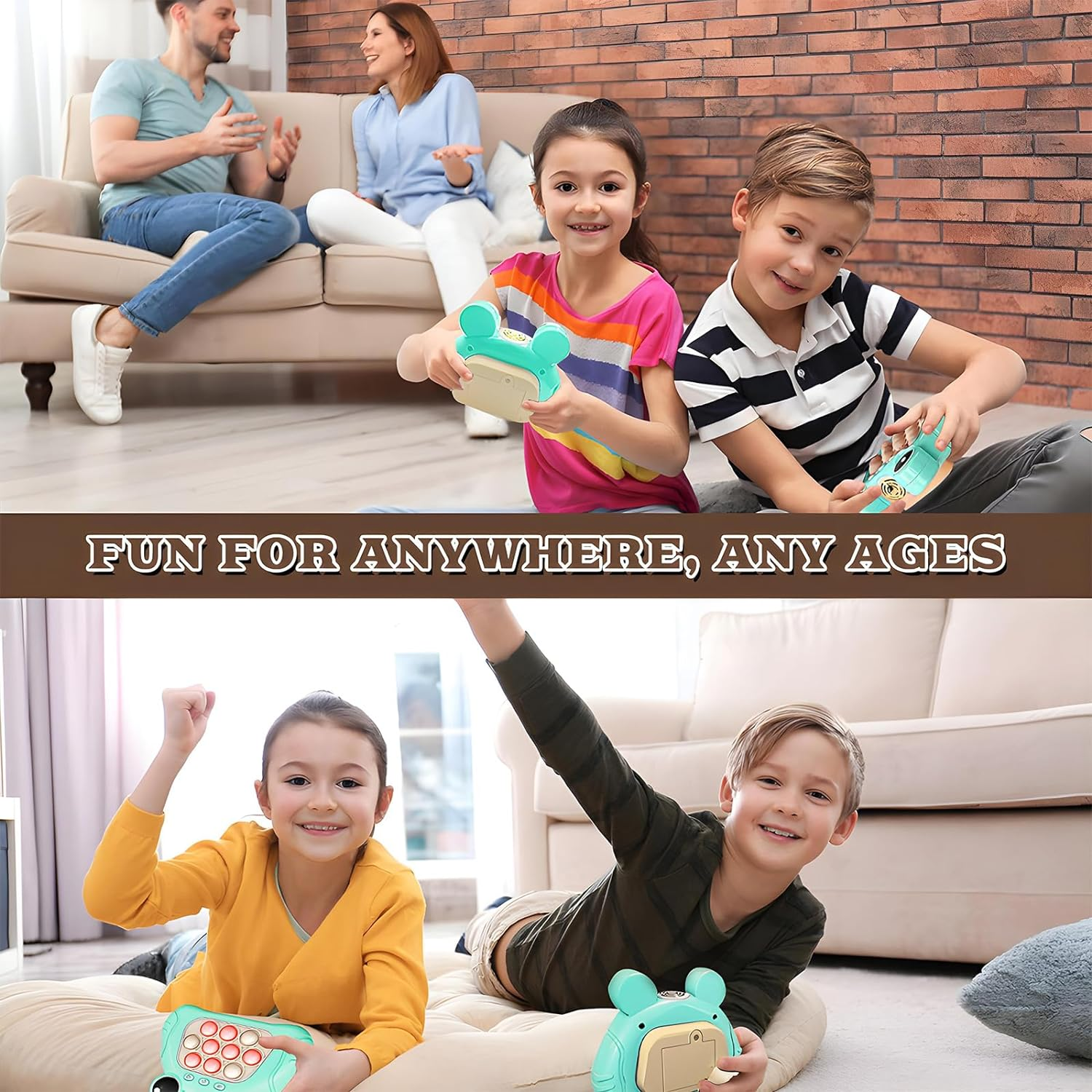 ZCOINS Pop Game Sensory Fidget Toys, Quick Push Light-Up Popping Squeeze Stress Toys, Handheld Electronic Push Pop Stress Puzzle Game for Kids and Adults Gift Party Fillers