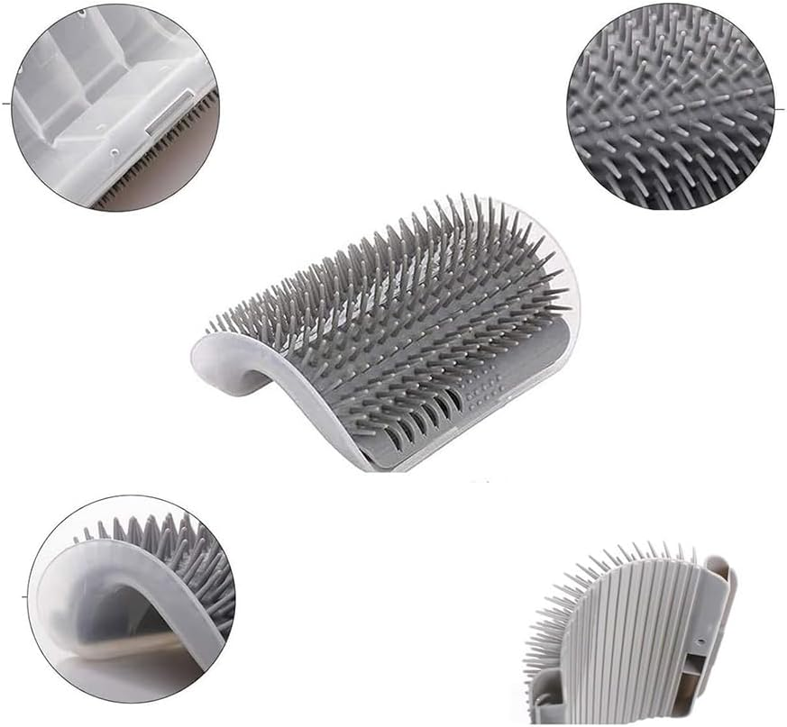 Pack of 2 Soft Cat Brush, Massage Corner for Cats, Self Groomer, Cat Loves Corner Brush, Cat Toy with Catnip for Long Hair, Short Hair, Cat Massage, Grey image number 2