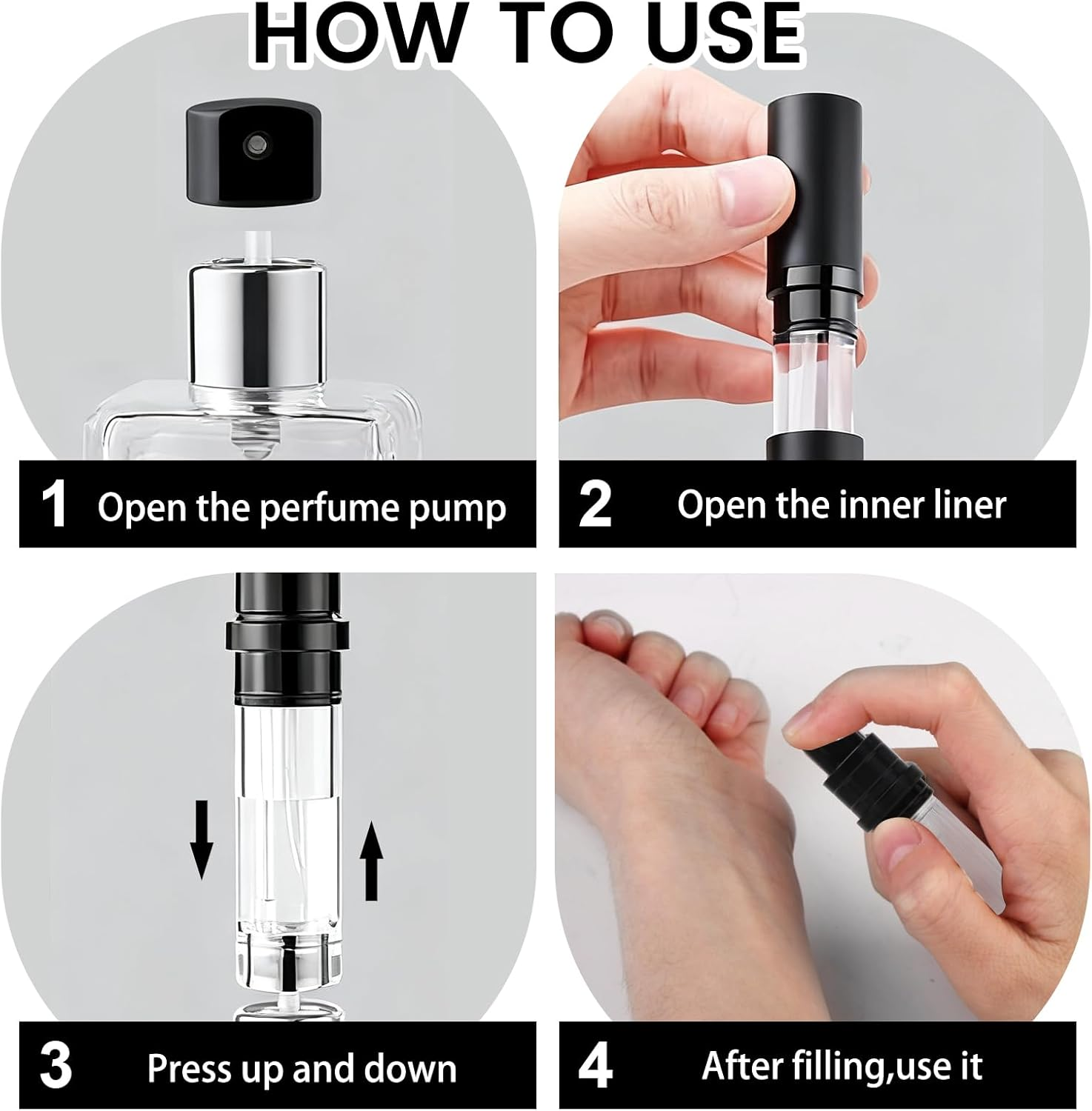 3 Pcs Travel Perfume Refillable Bottle Atomiser, 5ML Leakproof Portable Perfume Atomiser with Bottom Pump, Refillable Mini Fragrance Spray Bottle for Women & Men Travel (3 Colors) image number 2