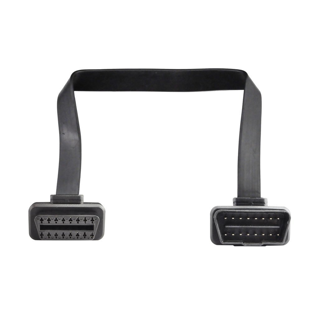 Ikkegol 1Feet/30Cm Car OBD 2 II 16 Pin Ultra Flat Noodle Male to Female Extension Cable Cord Adapter 30Cm/12 image number 1