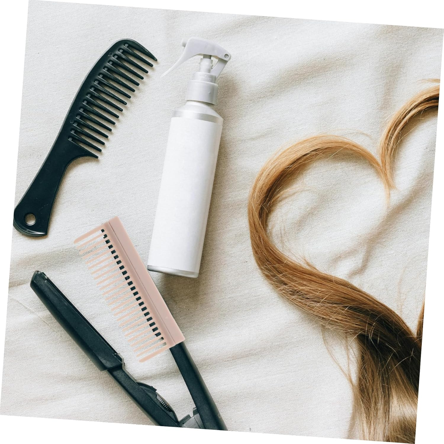 LOORGVEL 2Pcs Hairdressing Plywood Comb Hair Straightener Hair Straightening Accessory Clip-On Comb for Straightener Home Salon Tool Carbon Fiber Carbon Fiber Nylon image number 3