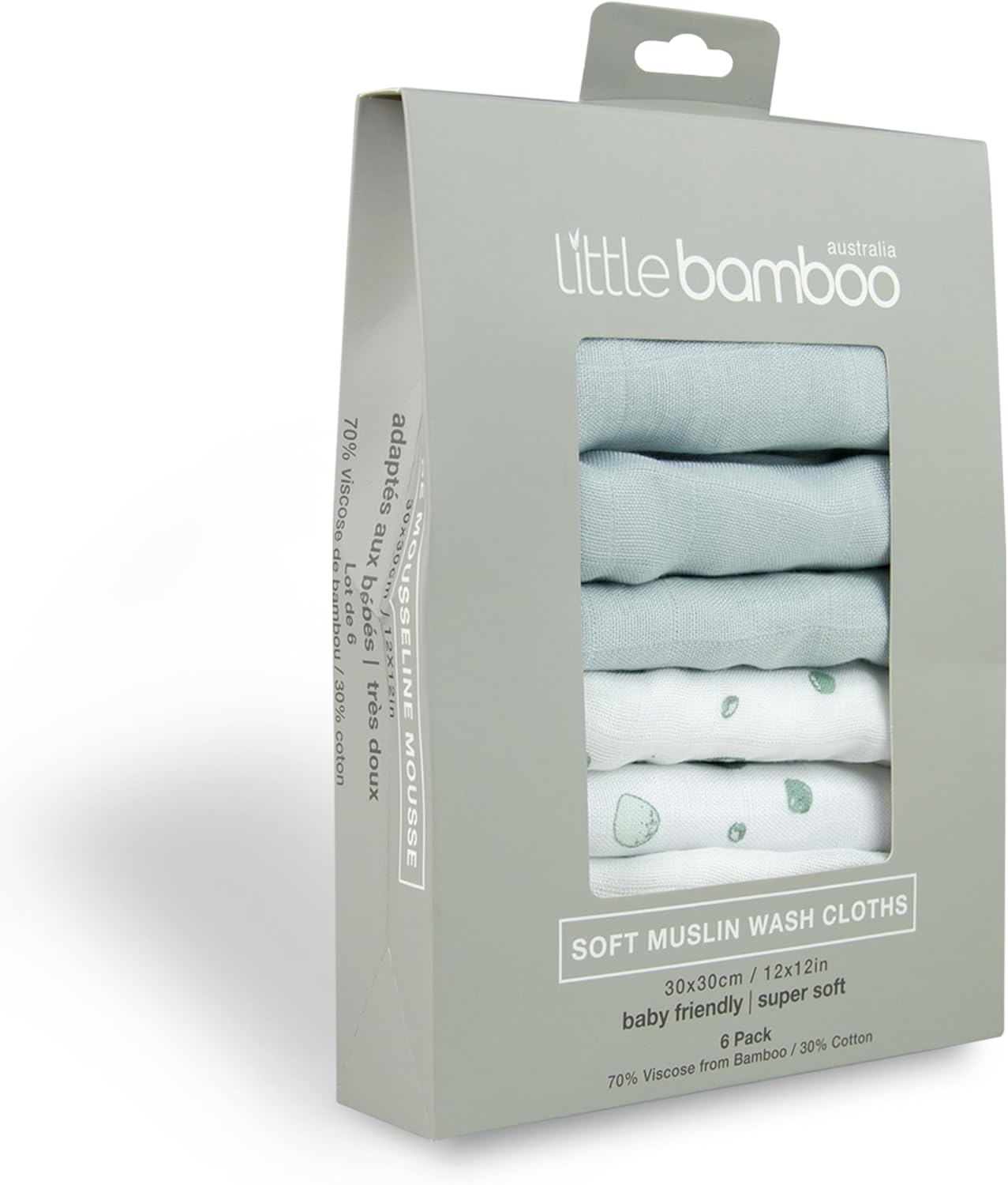 Little Bamboo Muslin Baby Face Washer Cloths 6 Pack - Natural image number 5