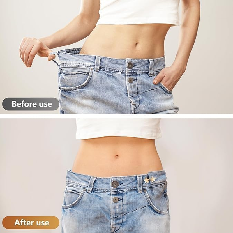 WANXINPT Instant Fix Waist Cincher Clip for Women - 12PCS Reusable Metal Jean Buttons | No-Sew Adjustable Pant Waist Tightener & Clothing Cinch Clip | Gold Buttons for Loose Jeans, Dresses, Skirts image number 3