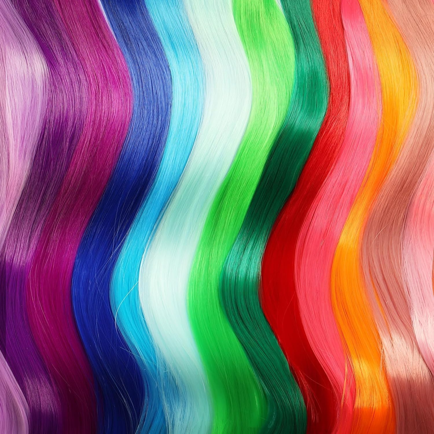 26Packs Colored Clip in Hair Extensions, POIUNA 20Inch Rainbow Straight Color Clip in Hair Extension for Kids Girls Party Highlights Synthetic Hairpiece for Girls (13 Colors) image number 2
