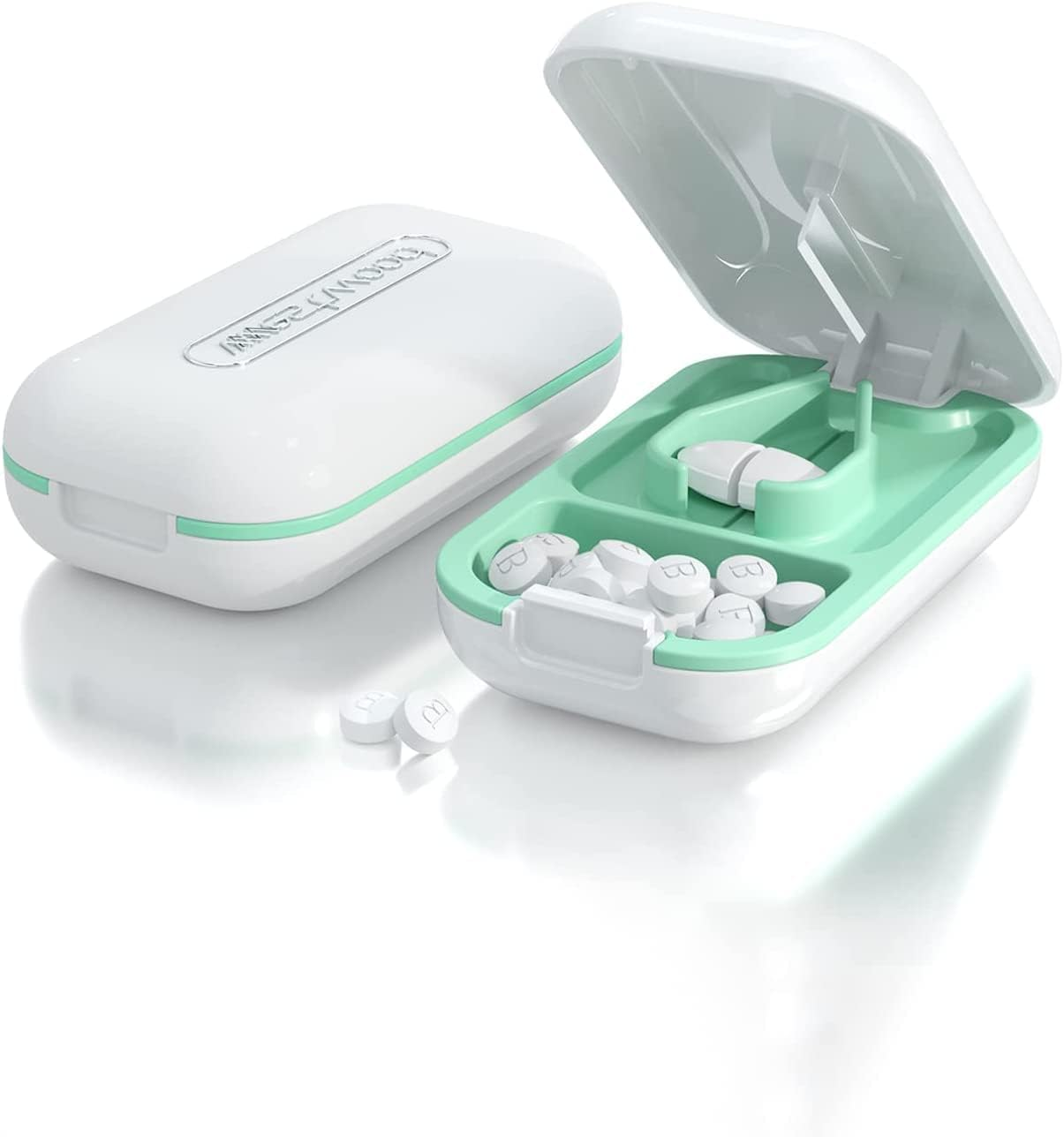 Small Pill Cutter, Pill Splitter Pill Cutter for Small or Large Pills, Cuts Vitamins Tablets, Portable Pretty Pill Crusher for Purse Pocket (Black)