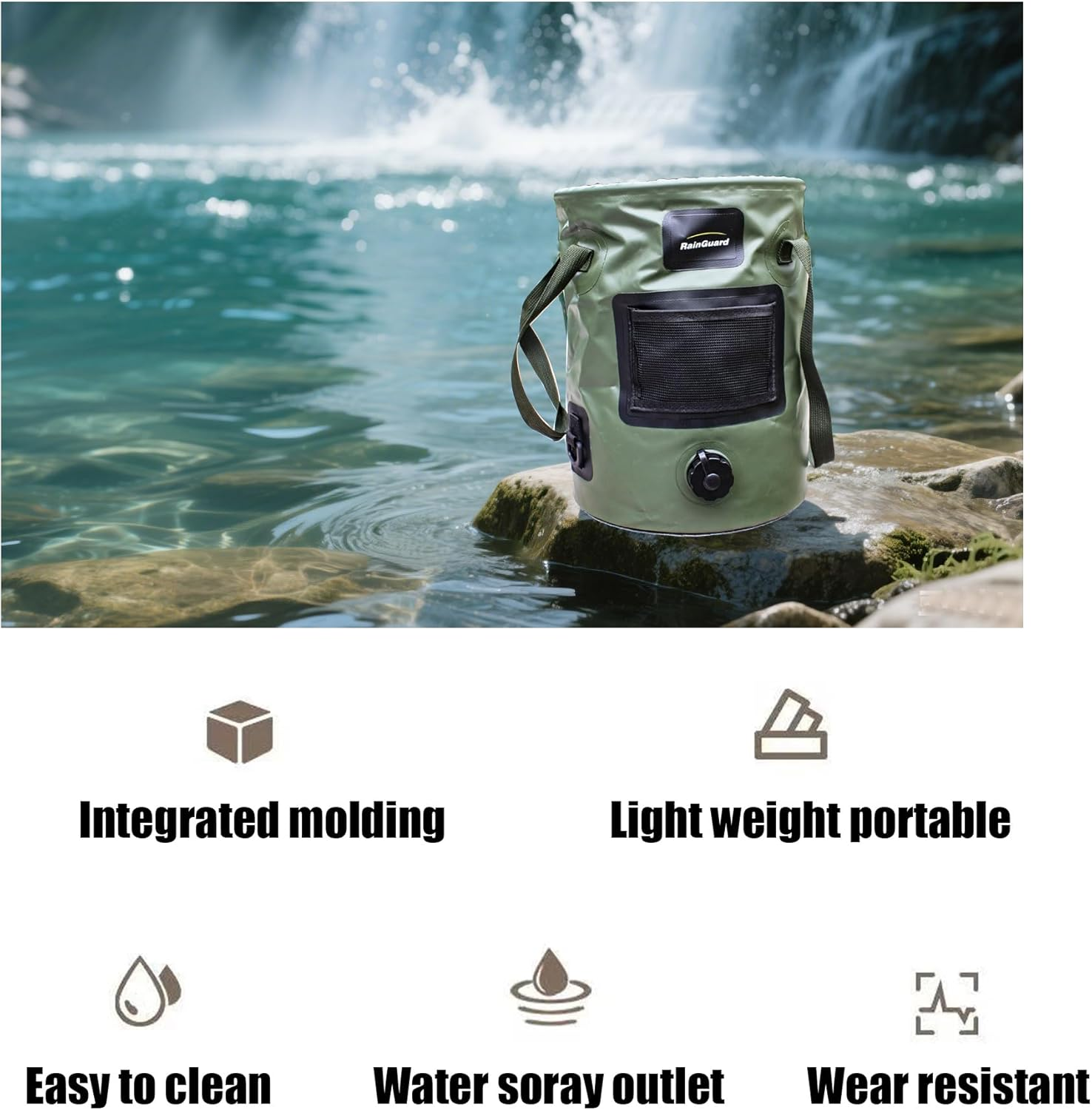 Outdoor Water Bucket Water Storage Collapsible Bucket, 25L Folding Water Bucket, with Handle Portable Wash Basin for Camping Folding Bucket Fishing Travelling Outdoor Gardening Car Washing image number 2