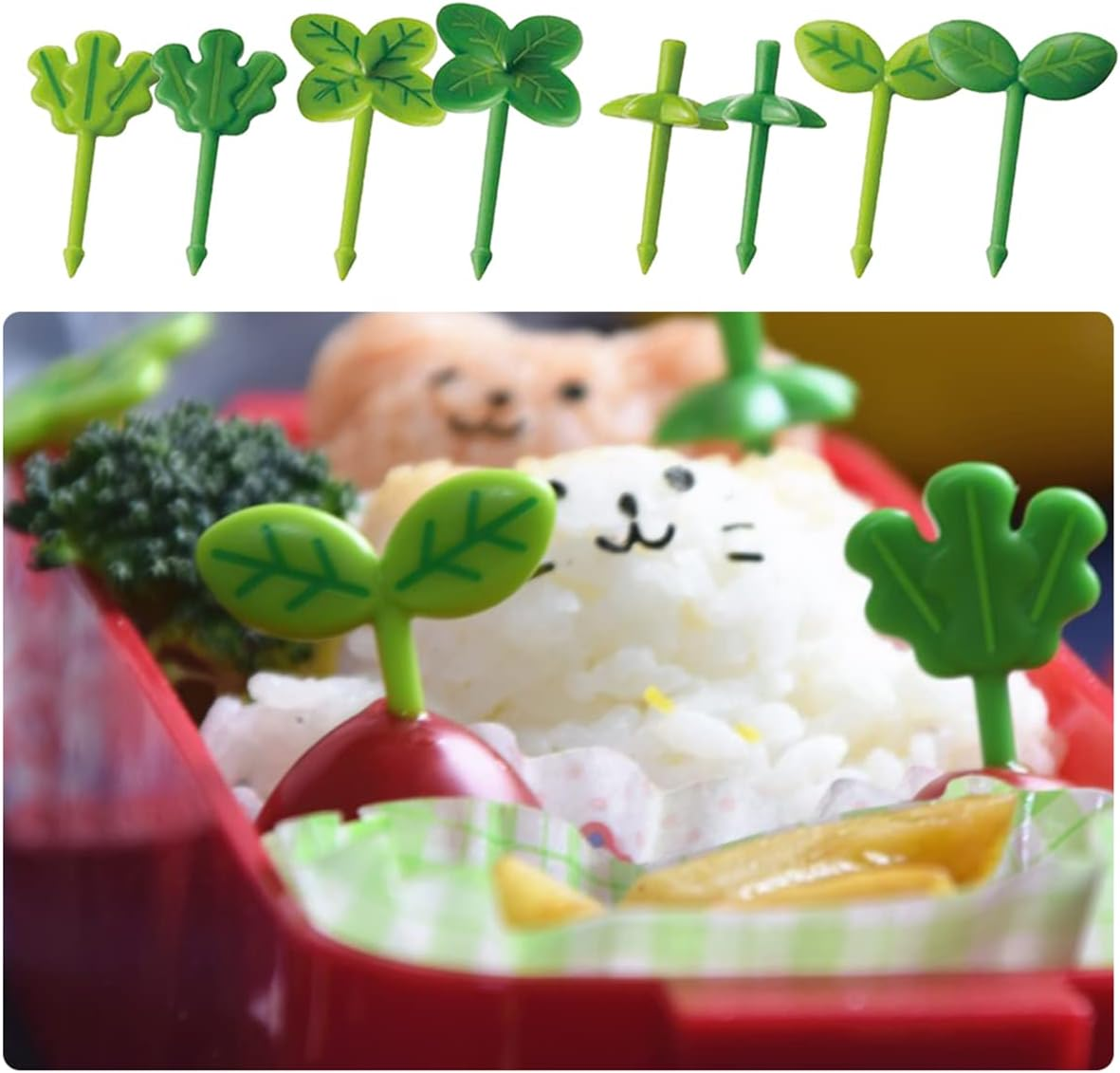 Yamibobo 8Pcs/Set Leaves Fruit Fork Kids Snack Dessert Decoration Forks Toothpick Lunch Salad Decoration Accessories Cake Picks image number 3