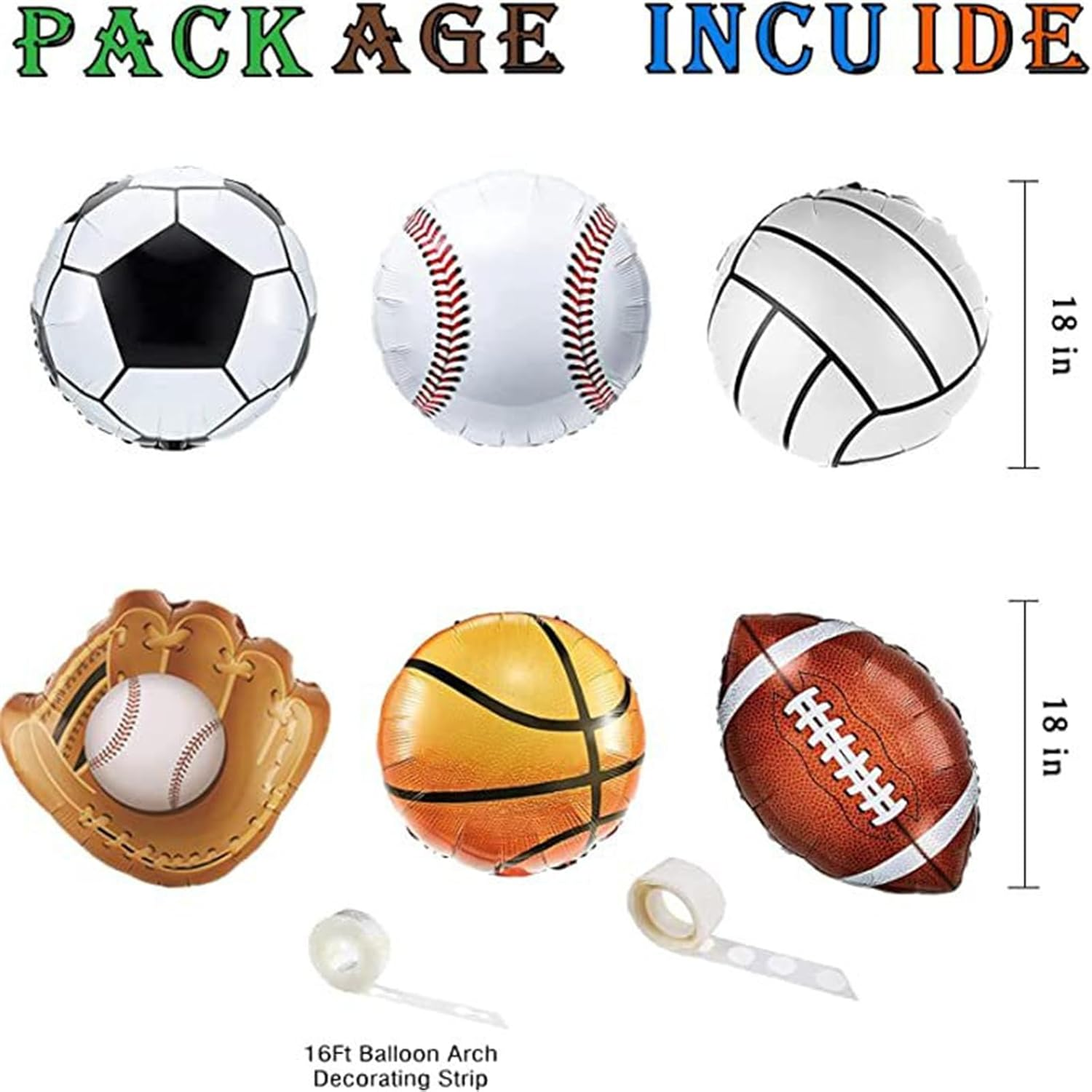 PEKGLOW 148 Pcs Sports Balloon Garland Arch Kit Sports Party Supplies Sports Balloons Soccer Basketball Football Baseball Balloons Blue Green Brown Orange Balloons for Sports Birthday Decorations image number 5