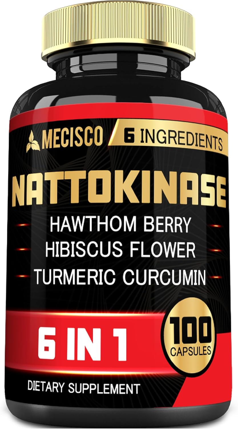 6In1 Nattokinase 2000 Fu Capsules with Hawthorn Berry, Hibiscus Flower & More - 100 Capsules - Nattokinase Supplement Supports Digestion, Heart Health & Immune System image number 2