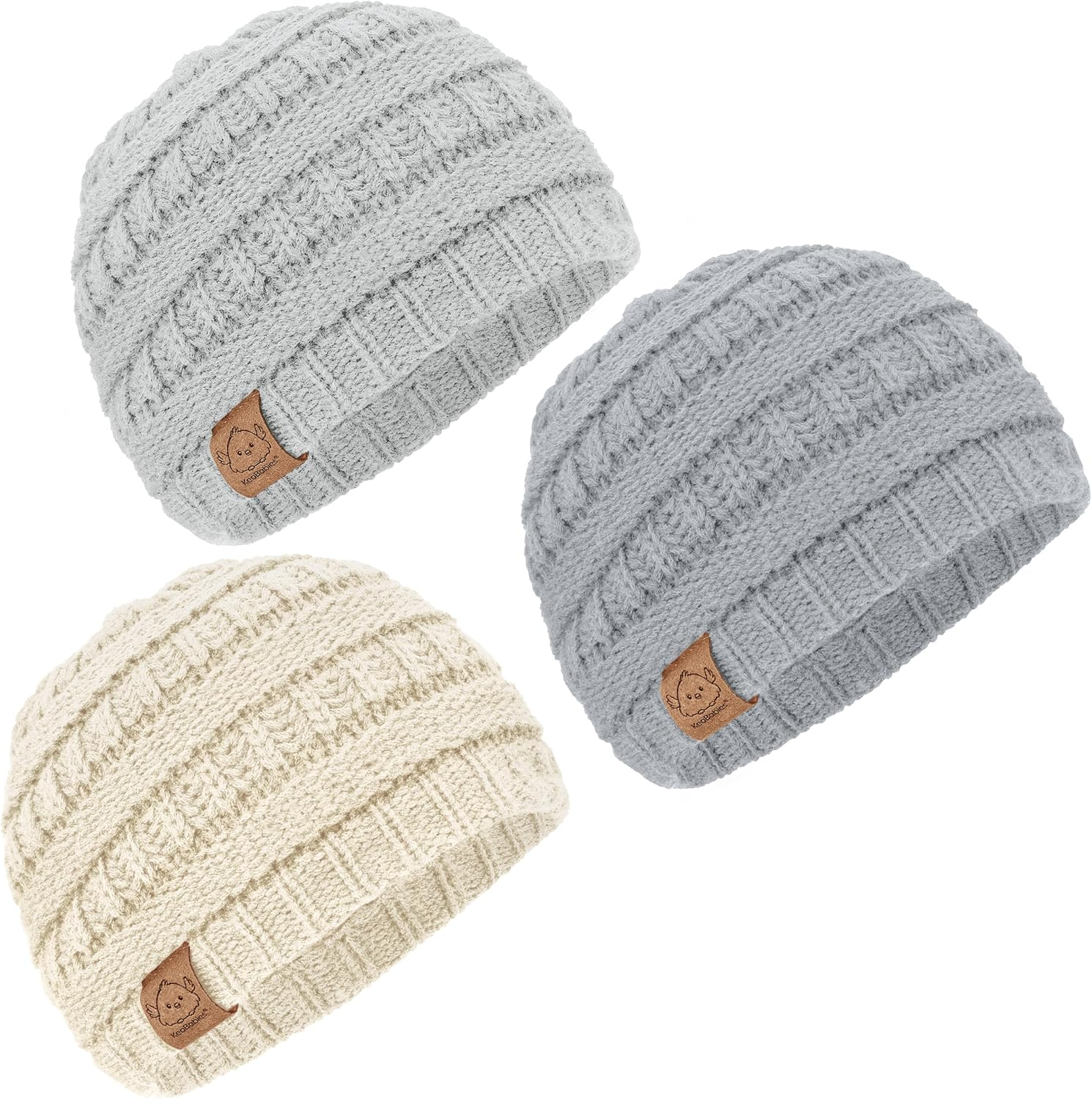Keababies 3-Pack Baby Beanies for Boys, Girls - Soft, Cute Baby Winter Hats 6-36 Months, Stretchy Knit, Warm Toddler Winter Hat, Newborn, Infant, Toddler Beanie for Babies Girl, Boy (Sunshine, M)