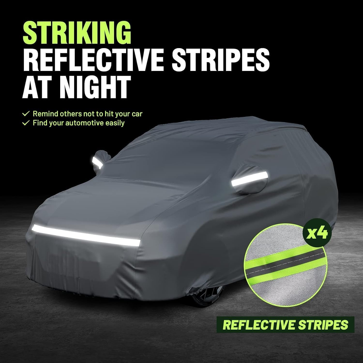 6-Layer Waterproof Car Cover - All Weather for Automobiles Heavy Duty Outdoor Dust Rain Sun Protection Snowproof Car Tarp with Windproof Straps Universal Fit (For Hatchback 2L) image number 6