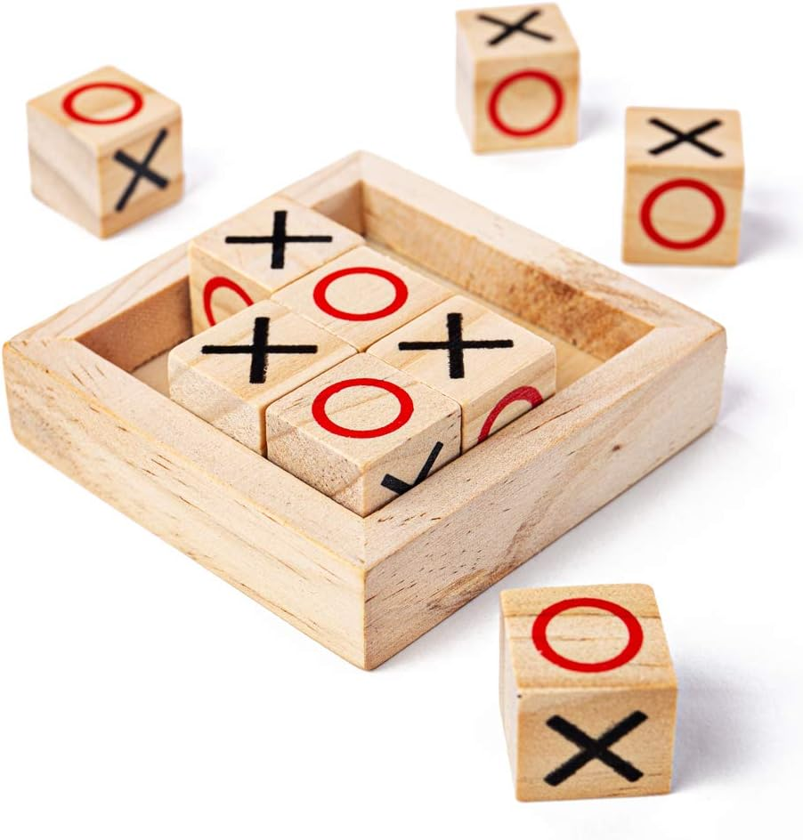 Bigjigs Toys Mini Noughts and Crosses Game - Travel-Friendly Tic Tac Toe Game, Travel Games, Board Games for Families, Kids Games, Pocket Money Toys image number 1