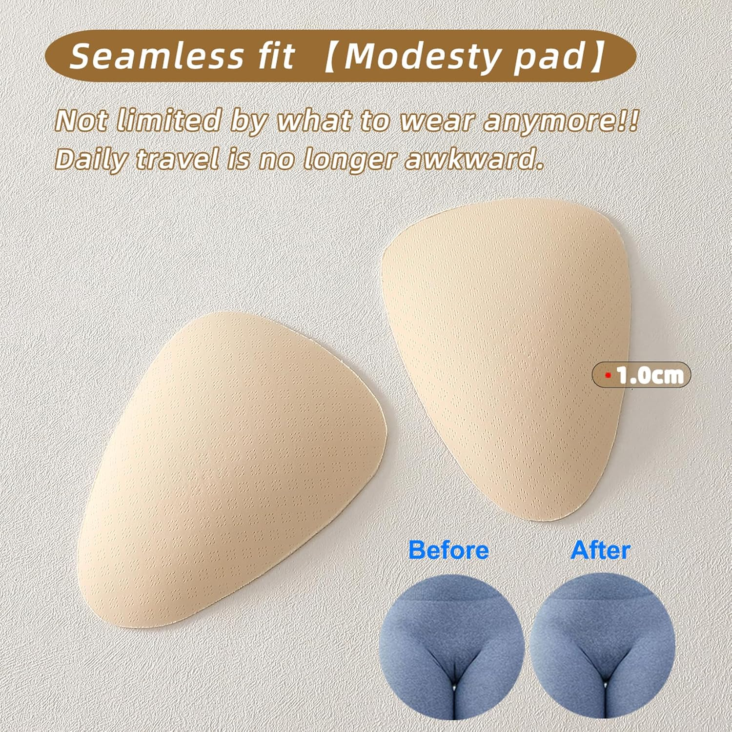 AUTENS Camel Toe Concealer Pads 6-Pack, Seamless No-Show Cover, 2000 Air Vents Memory Foam Cushions for Women, Non-Adhesive & Reusable, Discreet under Yoga Pants, Leggings, Swimsuits image number 4