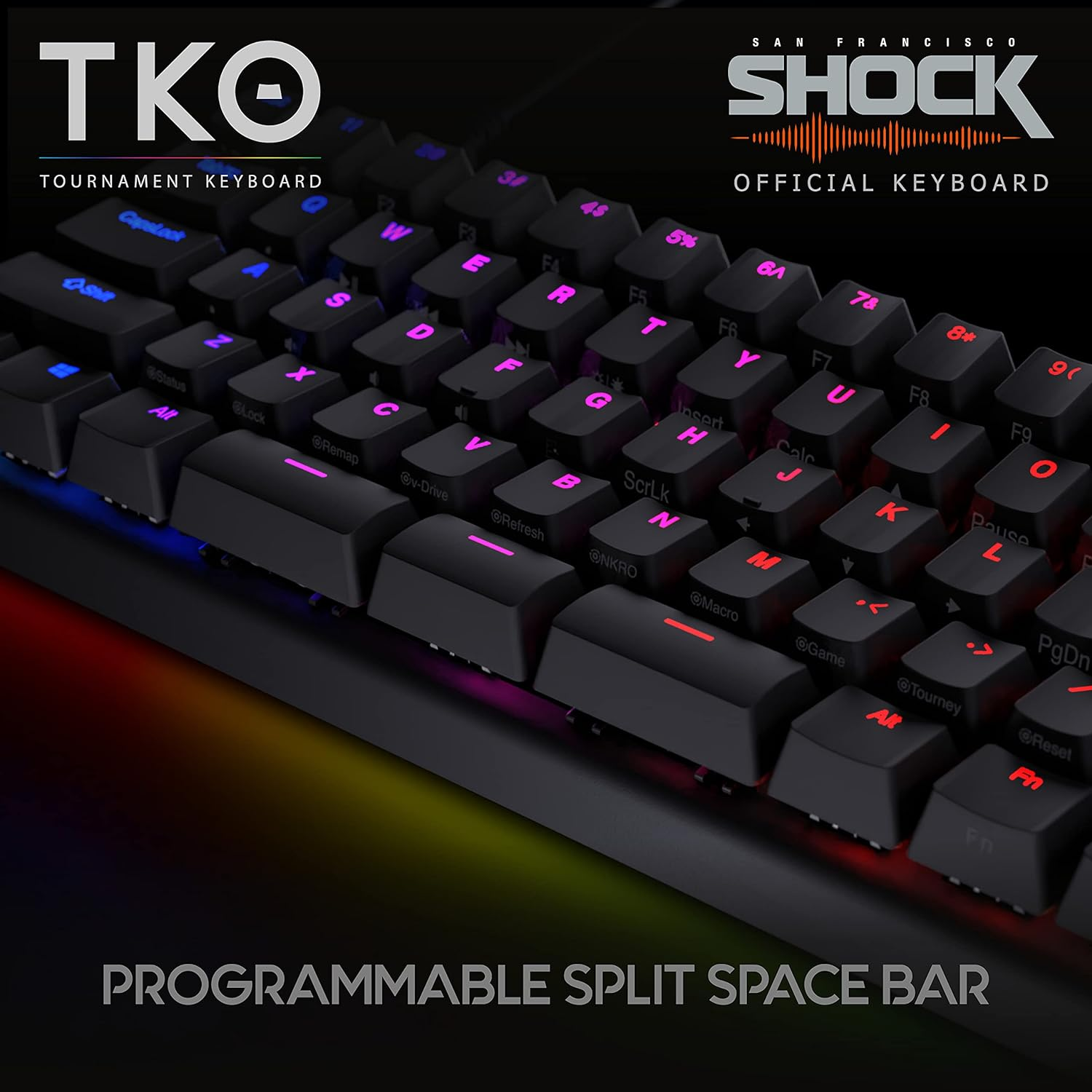 KINESIS Gaming TKO Mechanical Keyboard | Tactile Brown Switches | 60% Layout | Split Spacebar | Hotswap | PBT Keycaps | Aluminum Body | SF Shock Limited Edition Travel Case image number 5