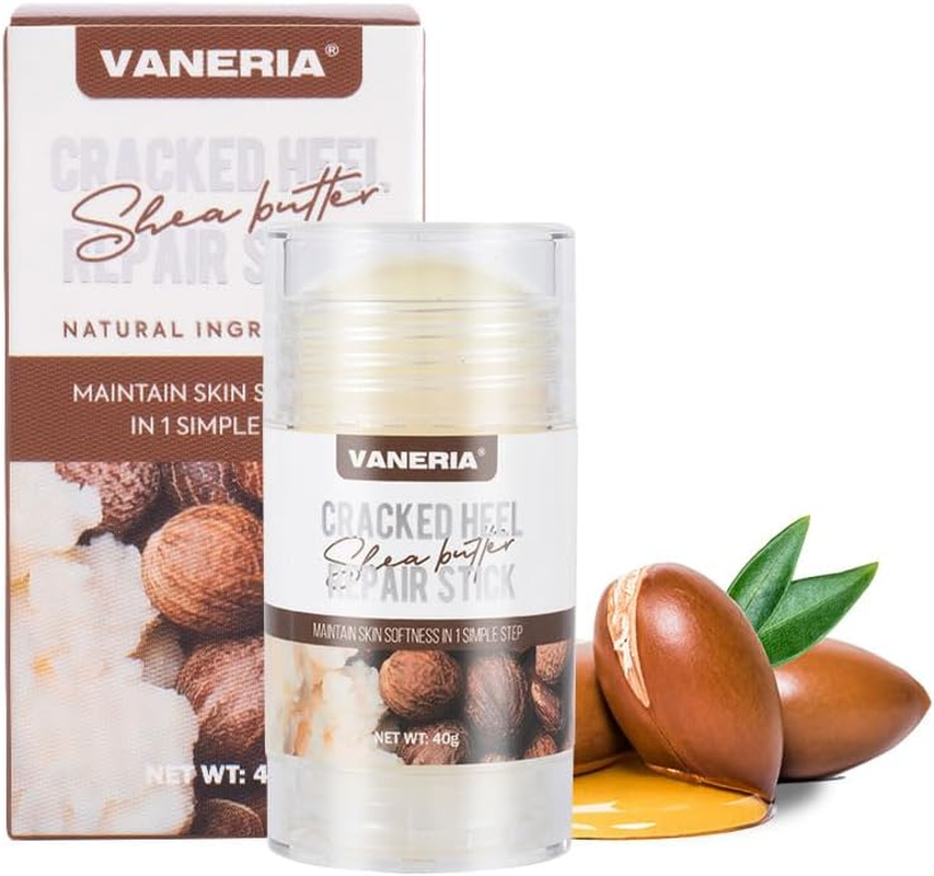 VANERIA Cracked Heel Repair Stick,Heel Balm for Dry Cracked Feet Treatment with Shea Butter & Coconut Oil,Deeply Moisturize & Soften Feet,Exfoliates Dead Skin 40G (Pink)