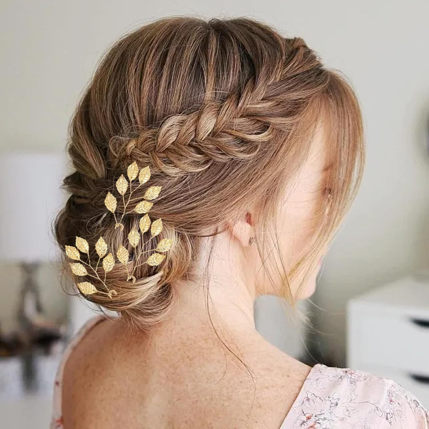 3 Pcs Gold Leaf Hair Pins,U-Shaped Gold Leaf Hair Bun Accessories,Chignon Hairpin for Wedding Bridal Headpiece Decorations image number 4