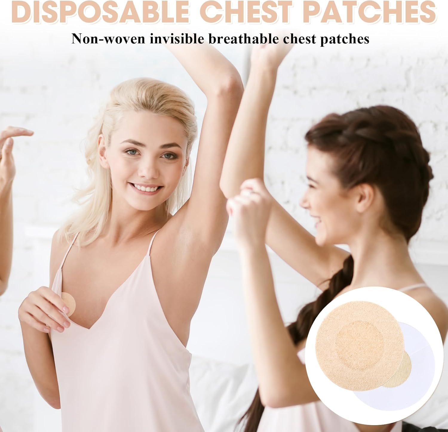 60 Pcs Disposable Nipple Covers, Breathable Self-Adhesive Pasties for Women & Men, Invisible Petal & round Shapes for Sports, Gym, Swimming (Nude)