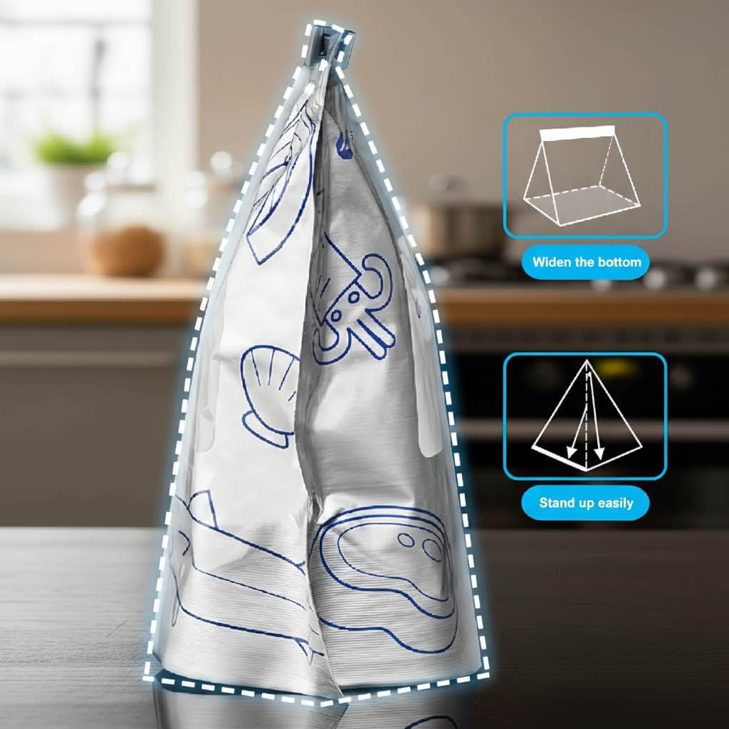 Pack of 30 Reusable Storage Bags, Airtight Cooler Bags, Aluminium Preservation Bags, with Zipper, for Storing Biscuits, Sweets, Fruits, Vegetables and Meat