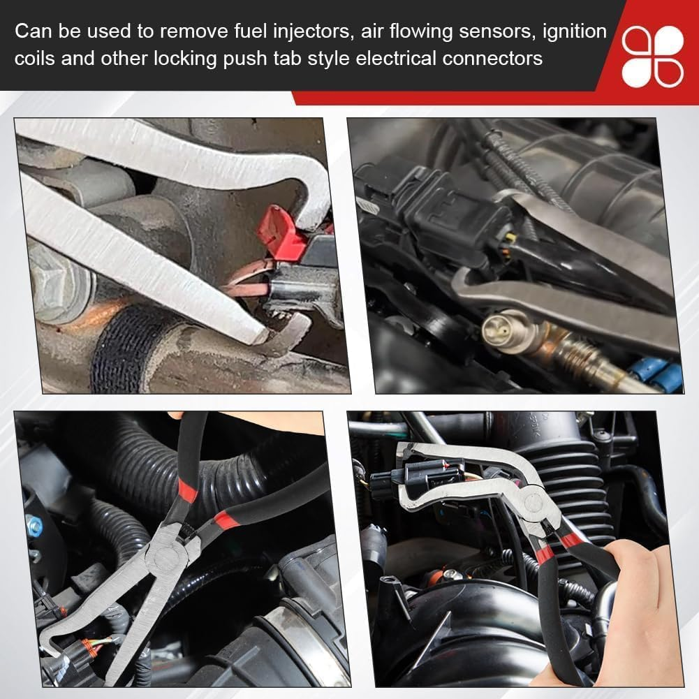 2 PCS Electrical Disconnect Pliers with Spring, Carbon Steel Automotive Electrical Connector Pliers, Spark Plug Pliers, Universal Fuel Line Plier for Car, for Automotive Connector Removal image number 5