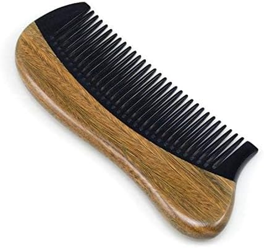 Exquisite Natural Ox Horn Pocket Hair Comb - Natural Green Sandalwood Buffalo Horn Comb 100% Handmade Premium Quality Anti-Static Comb without Handle(Palm Size) image number 1