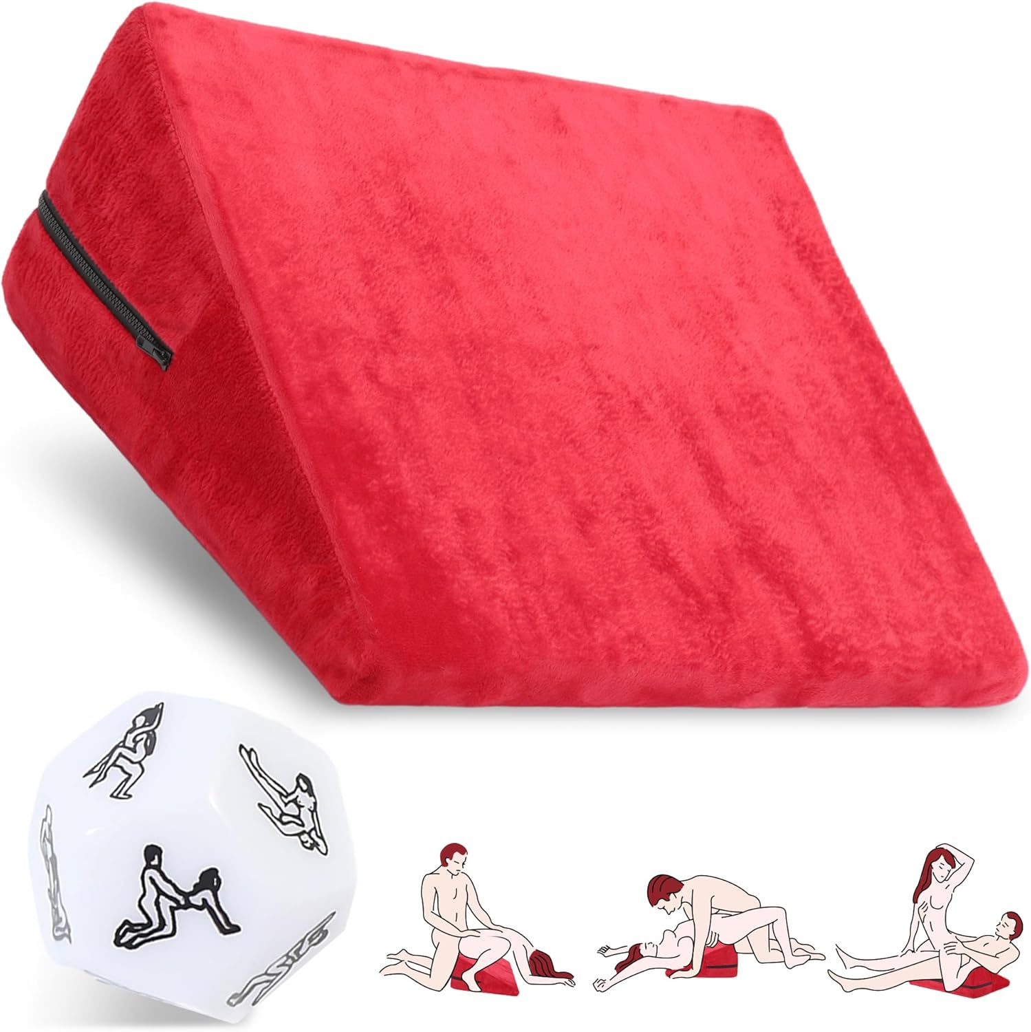 Sex Pillow Wedge Position Pillow Sex Furniture Foam Sex Cushion and Dice Sex Games for Adult Couples (Pink)