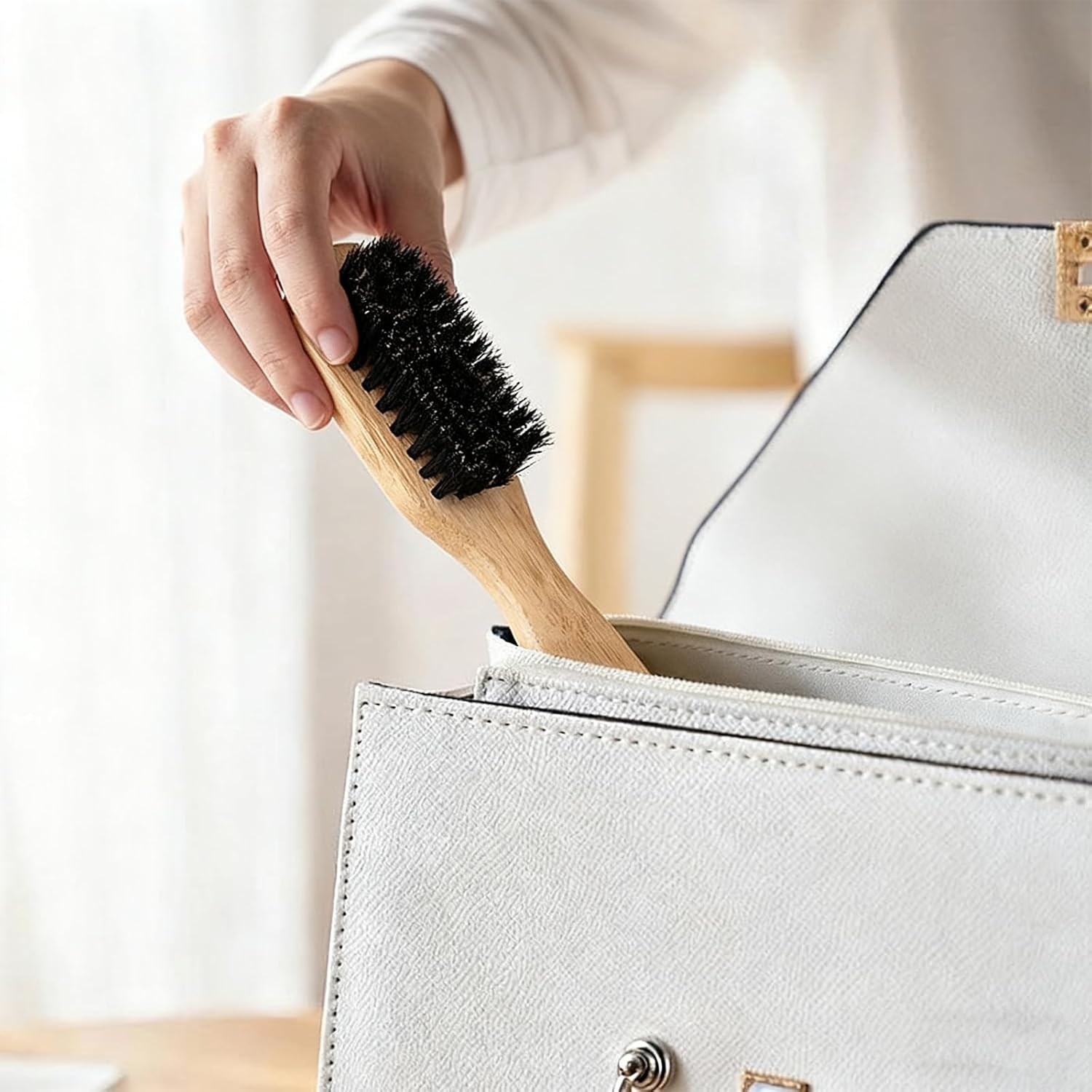 2-Pack Boar Bristle Slick Back Hair Brush &ndash; for Men & Women: Tame Frizz, Nourish Hair & Groom On-The-Go Slick Brushes for Hair & Beard Care(Large for Household & Small for Travel)