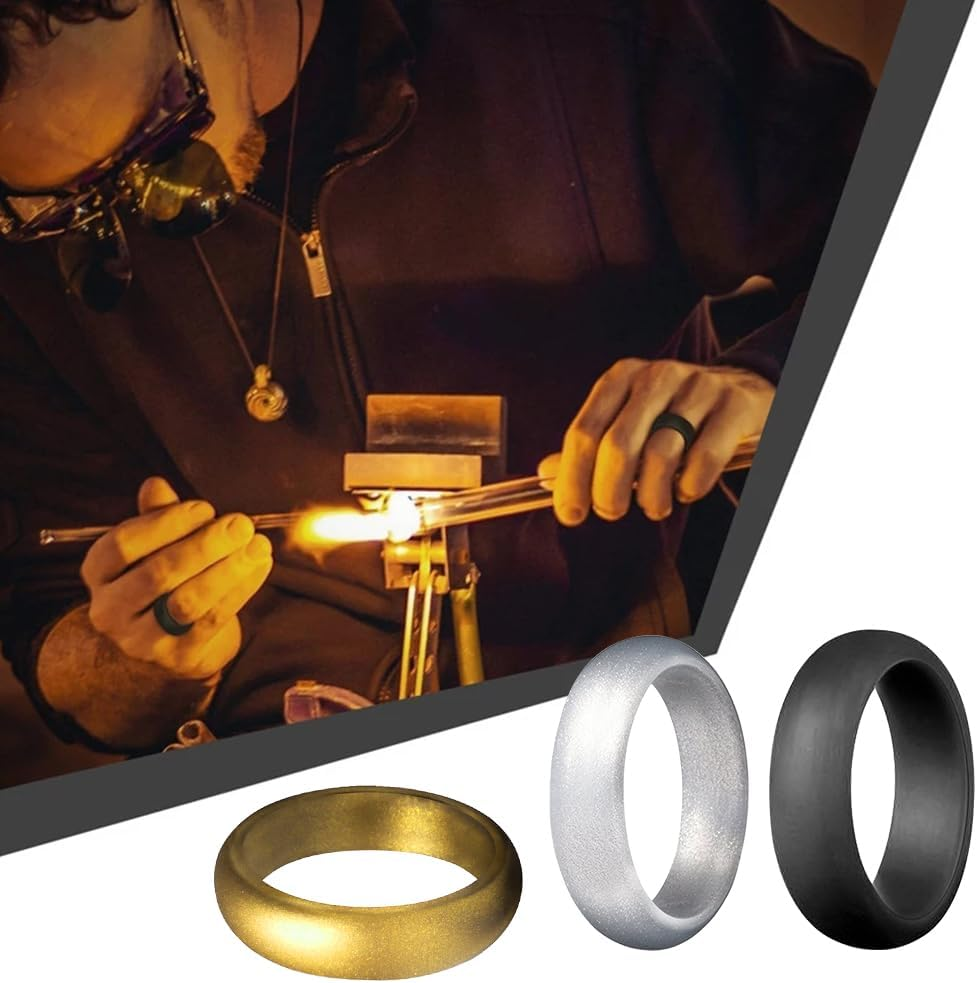 1X Black #6 Silicone Wedding Ring Rubber Band Men Women Casual Sport Gym Gift Sports - Black 5 image number 4