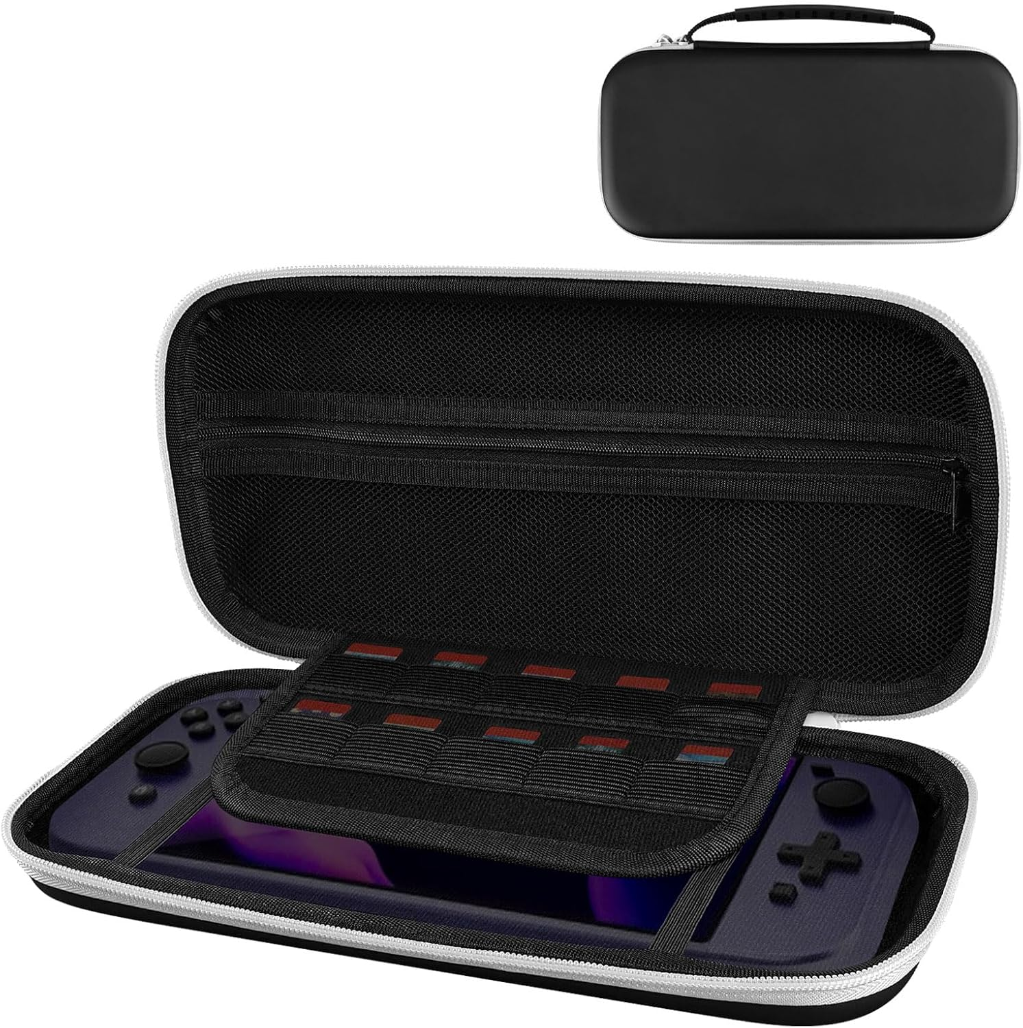 Geekria Travel Case Compatible with Switch 2 Controller, Hard Shell Carrying Bag, Protective Storage with Internal Mesh Pocket for Charging Cable (White)