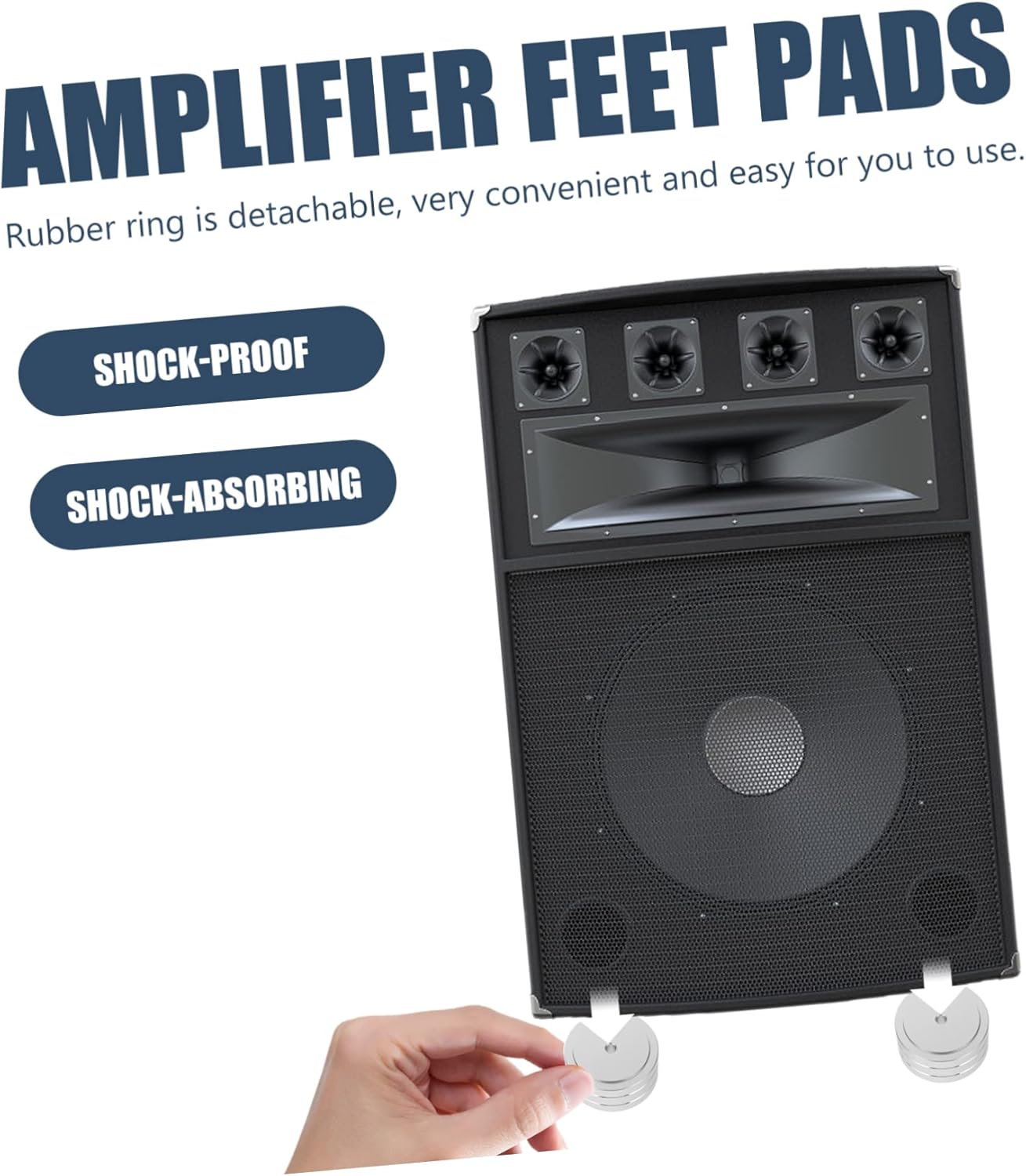 SUPVOX 2Pcs Amplifier Feet Pad Aluminium Alloy Speaker Spikes Detachable Rubber Ring anti Vibration Feet Universal Subwoofer Stand Silver
