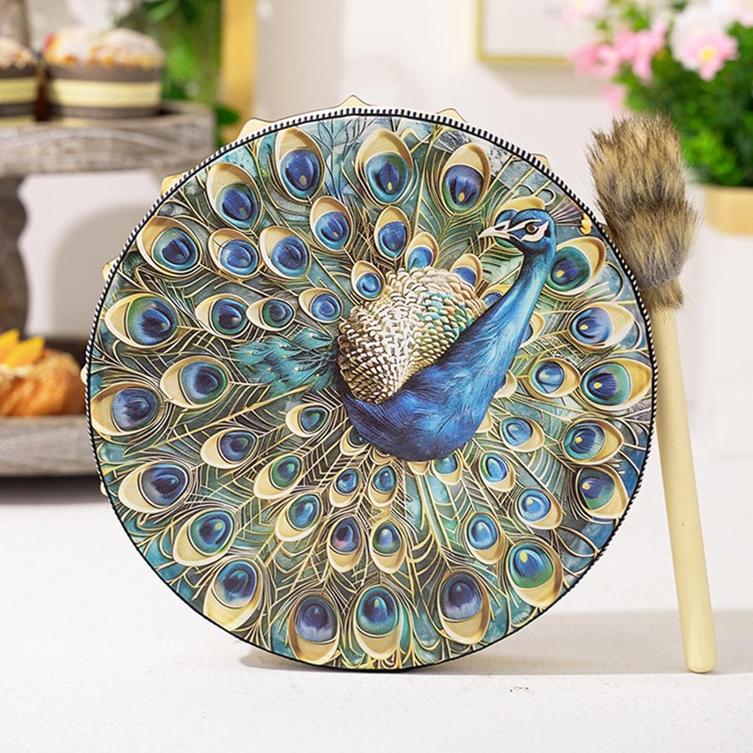 Handmade Shaman Drum - Shaman Drum Native Instruments,Shamanic Drums 9.8 Inch Sound Healer, Shaman Tools for Spiritual Music, Reflection Meditation image number 2