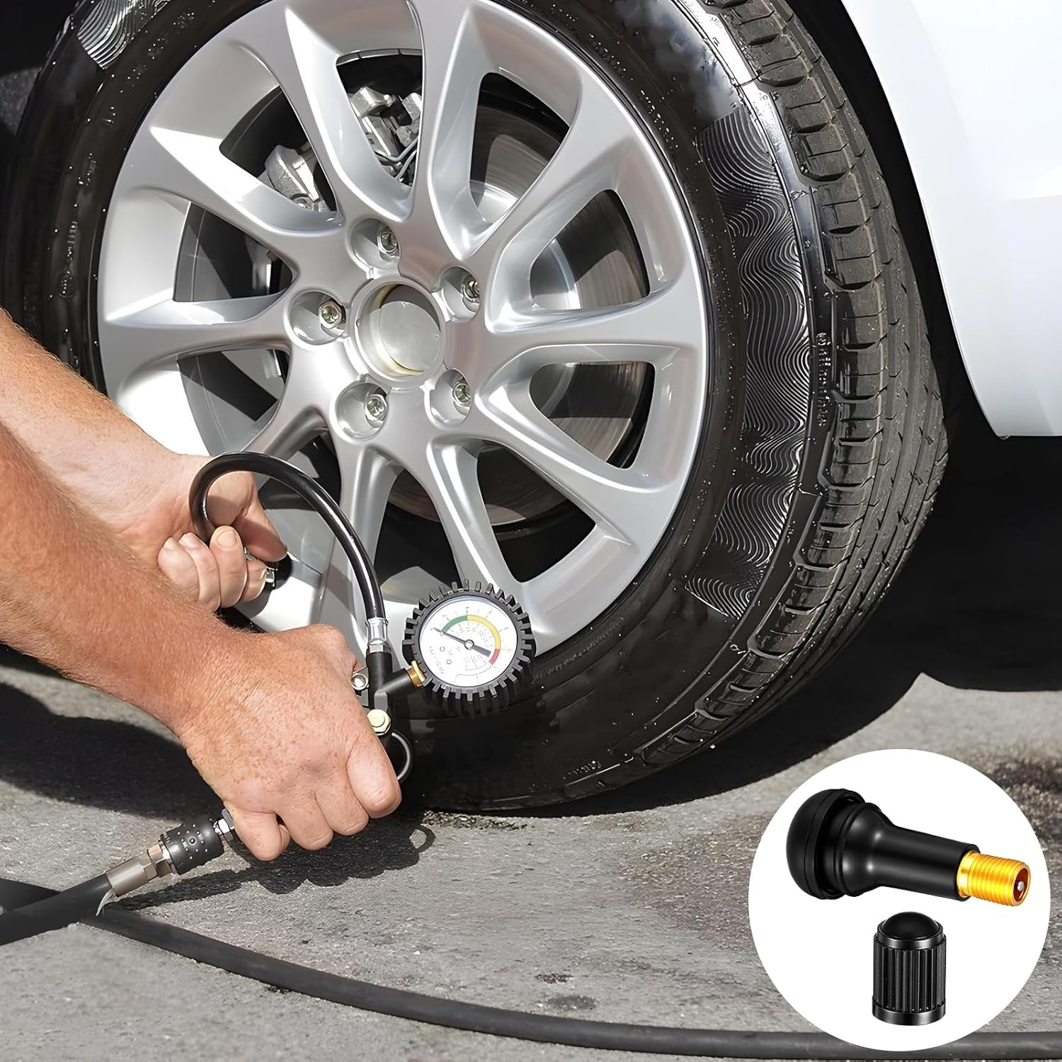 10 PCS Tire Valve Stems Set, TR413 Tubeless Valve Stems, Snap-In Rubber Tire Valves for 0.453" Tubeless Rims, Universal Durable Black Replacement Stem Fit for Cars, Trucks, Trailers, Lawn Mowers