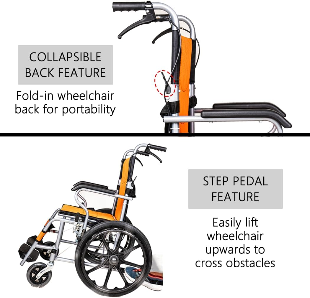 PORIYA 16" Lightweight Foldable Wheelchair with Park Brakes and Soft Comfort Features &ndash; Ideal for Elderly and Disabled Users! (BLACK) - Black image number 4