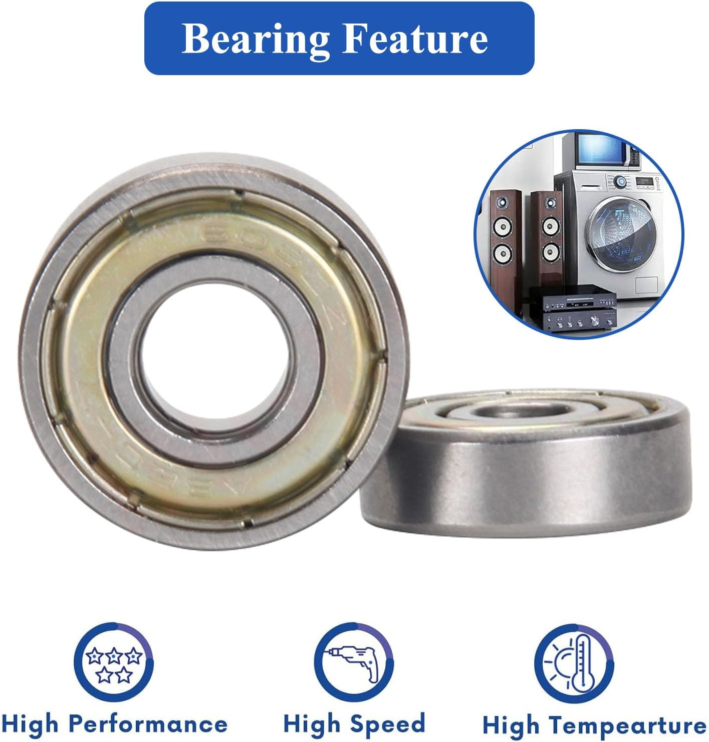 608Zz Deep Groove Ball Bearings - 12Pcs (8Mm X 22Mm X 7Mm) for Skateboard,3D Printer, DIY Mechanical Transmission Parts image number 3