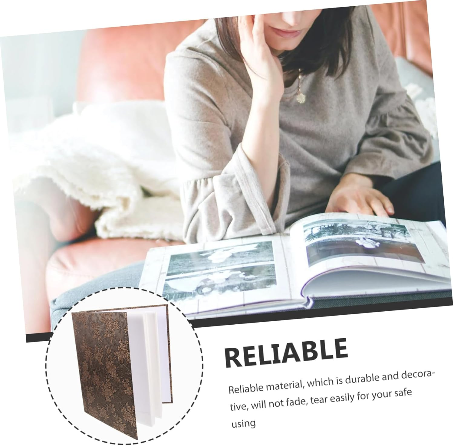 Cabilock Vintage Photo Album for Family Memories Handmade Picture Storage Book for Special Occasions Design Photo Capacity for Weddings and Collectible Keepsakes image number 3