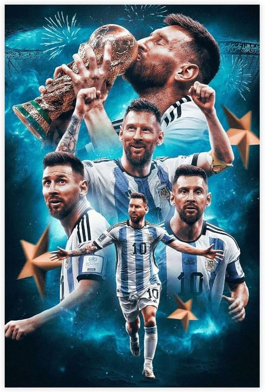 Soccer Superstar Messi Ronaldo Poster for Room Aesthetic Canvas Wall Art Bedroom Decor for Room 40X60Cm Unframed (A)