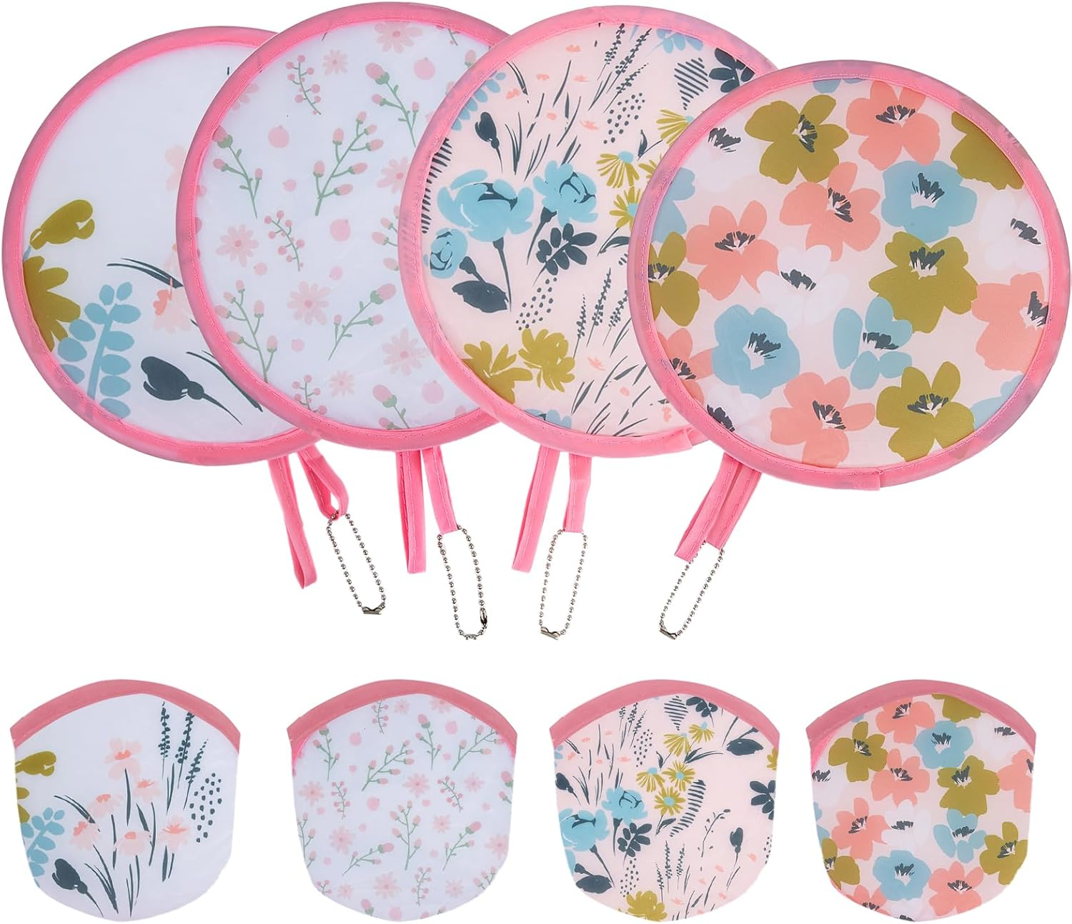 4 Pcs round Foldable Hand Fan Landscape Japanese Foldable Fan Style Handheld Foldable Compact Cooling Fans,Round Folding Fan for Outdoor Games,Xmas Decoration,Festival,Party Favors,Travel,Events