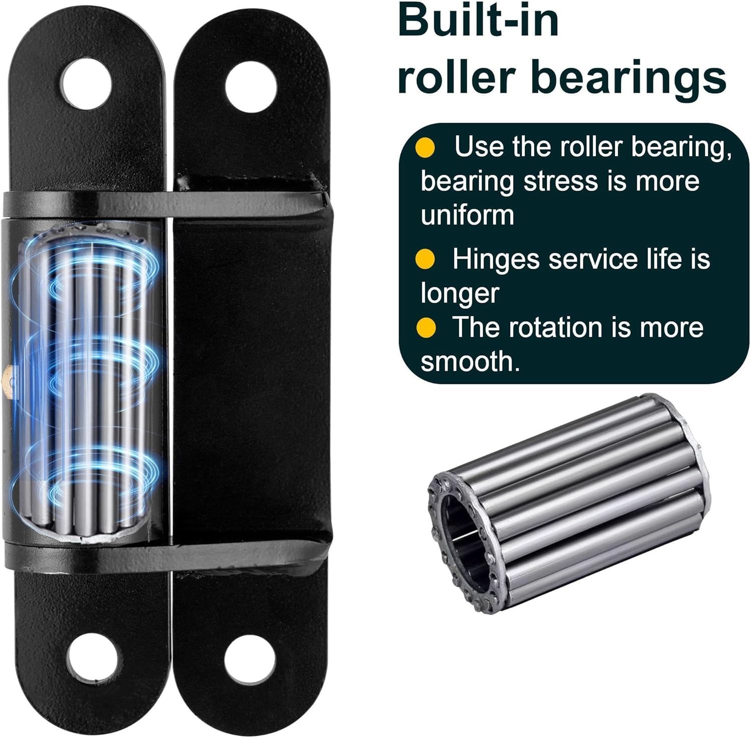 Heavy Duty Gate Hinges for Large Heavy Wooden or Metal Gates.7''Gate Hinge Can Opens 180&deg;,Face Mount Bolt on or Weld on Gate within 1100 Lbs, Heavy Duty Hinge with Roller Bearings,2 Pack image number 6