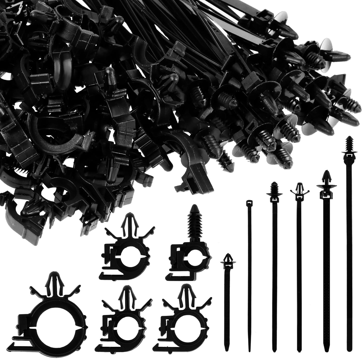 290Pcs Car Wire Harness Routing Clip Assortment Kit，Wire Routing Clips Enduring Nylon Retainer Car Clips Replacement Parts for Most Cars Auto，5 Different Sizes image number 6