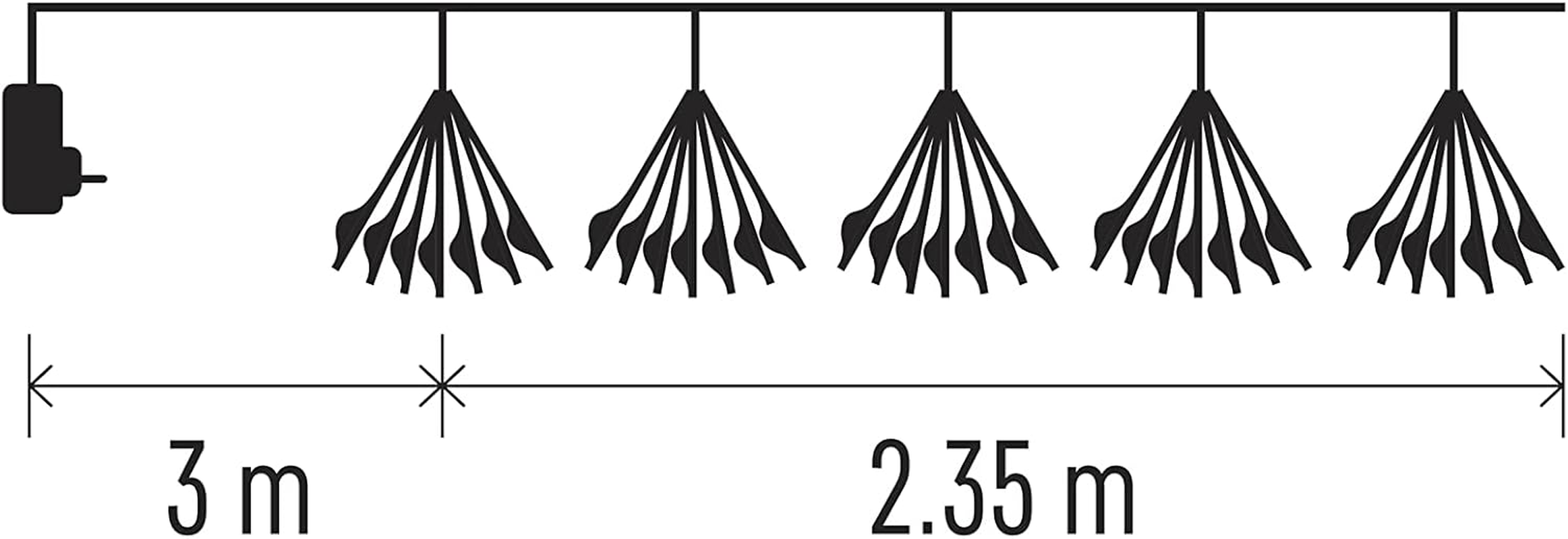 EMOS LED Fairy Lights Warm White for Indoor Use, 2.35 M Long Fireworks Christmas Fairy Lights Nano, 6 Hour Timer Function, Power Supply and Transformer, for Parties, Christmas, Transparent Cable image number 3