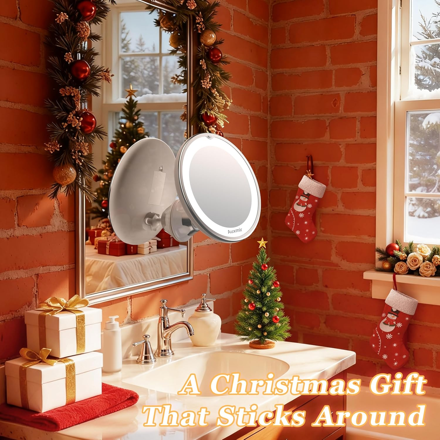 Auxmir 2025 Upgraded 30X Magnifying Mirror with Light, Makeup Mirror with 2-Level Lights, Vanity Mirror with Power Suction Cup and Tweezers, 360&deg; Swivel, Portable Bathroom Mirror for Home Travel image number 3