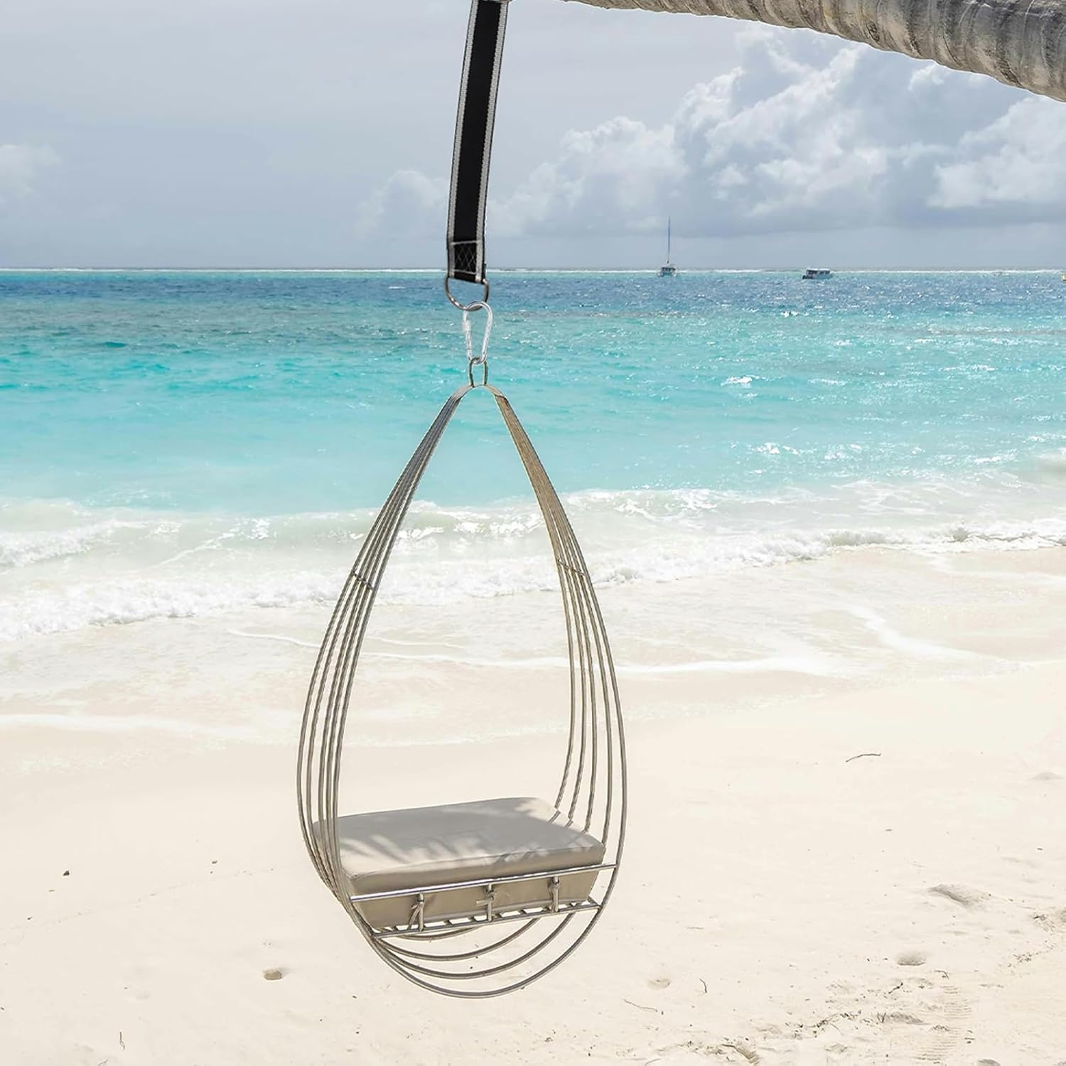 Tree Swing Hanging Strap Kit, Tree Swing Sling 2200 Lbs 5Ft Extra Long with Safer Lock Snap Hook for Hammocks, Easy Fast Installation Swing Hanging Set Perfect for Tree Swing & Hammocks (Black-White) image number 3