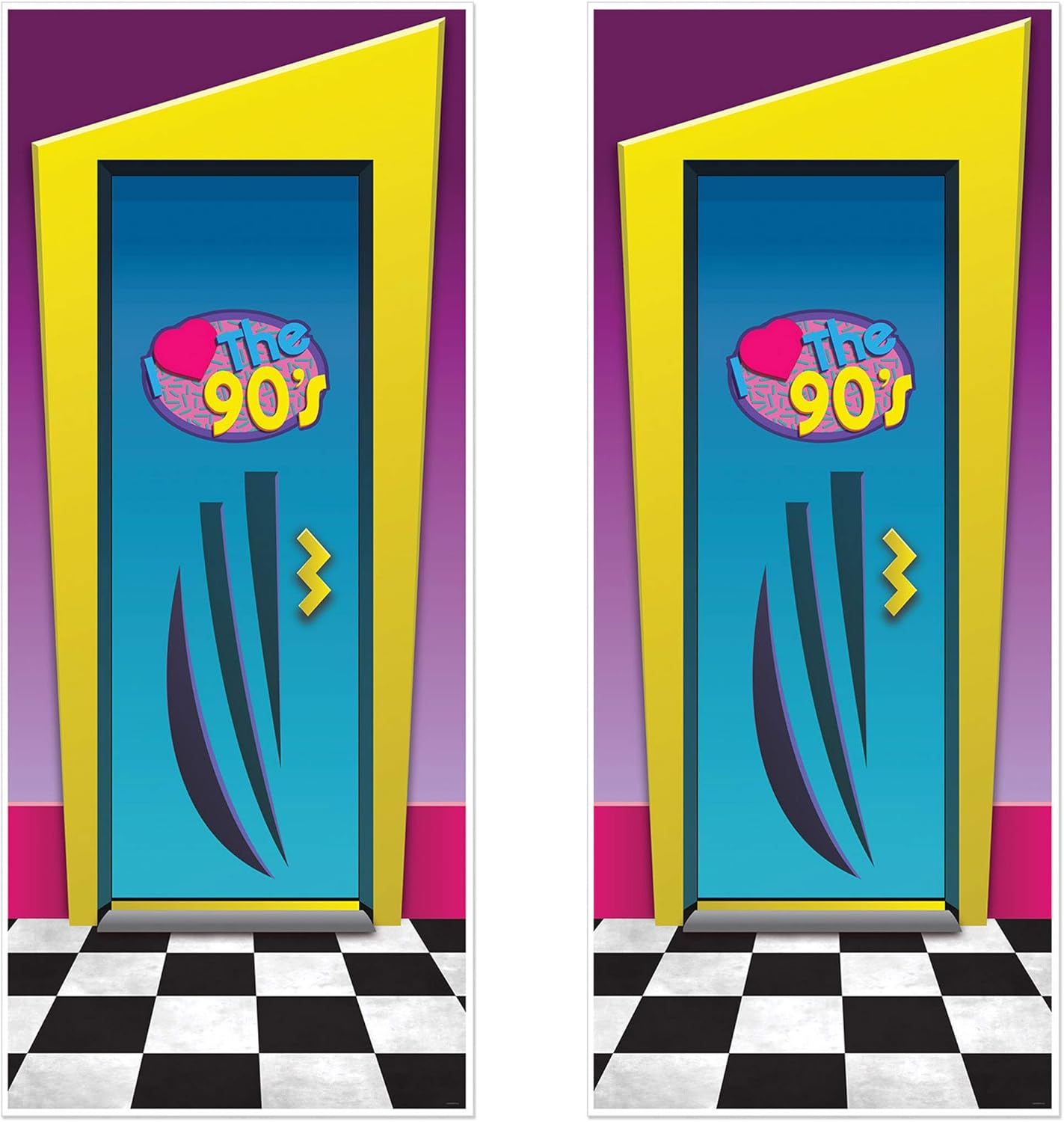 Beistle I Love the 90'S Door Cover, 2 Piece, 30" X 6', Multicolored image number 1